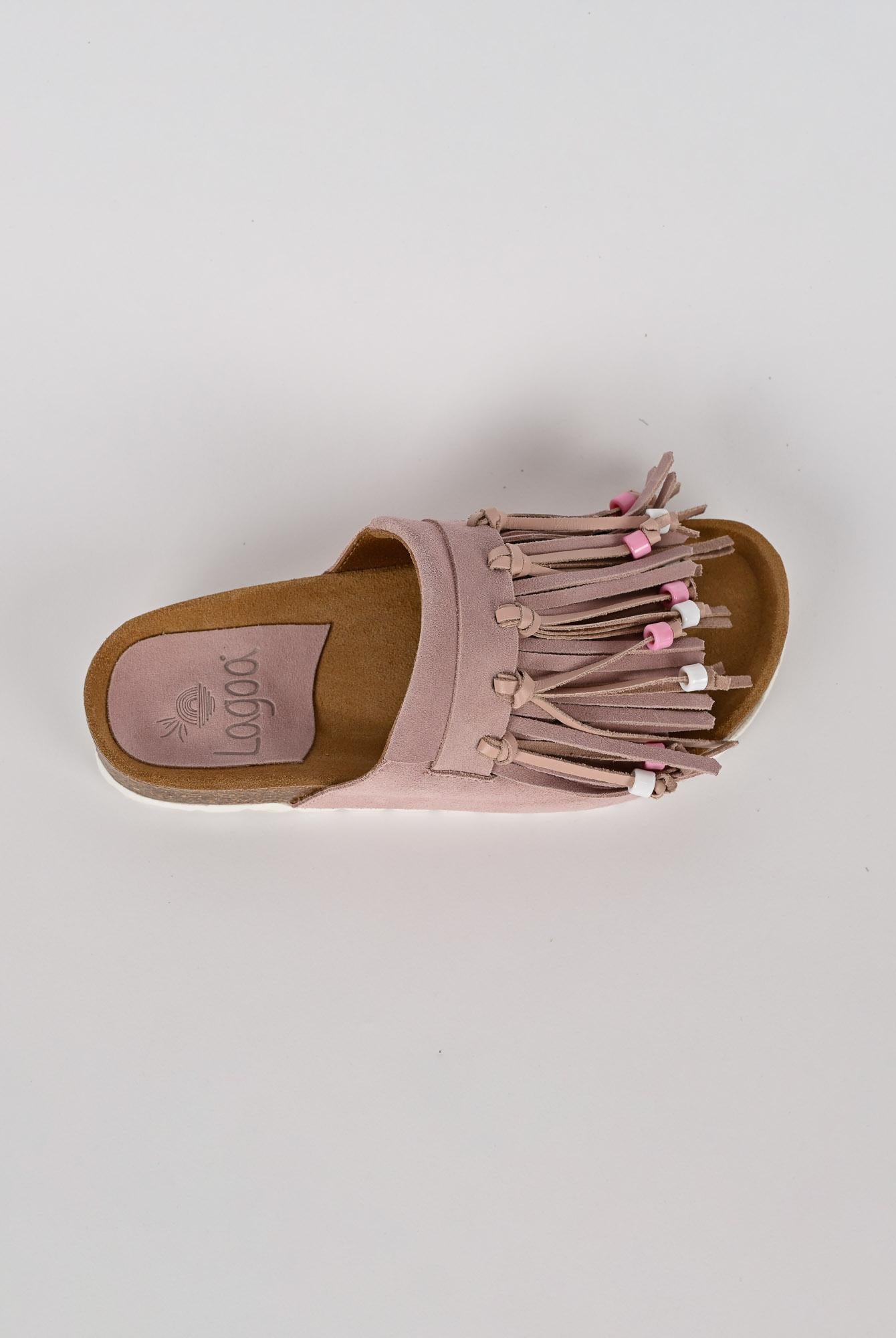 Ciabatta frange MAITE PASTEL suede cipria MAITE PASTEL CIPRIA LAGOA