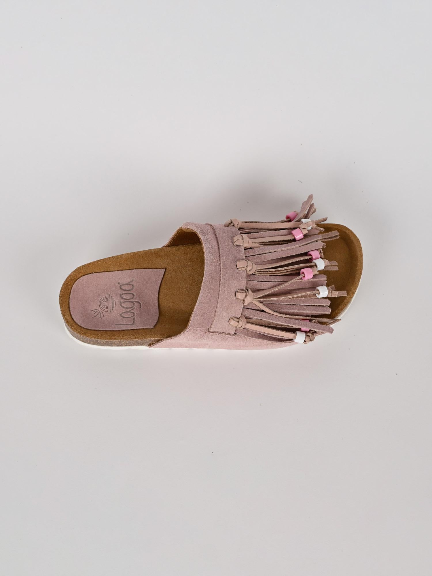 Ciabatta frange MAITE PASTEL suede cipria MAITE PASTEL CIPRIA LAGOA