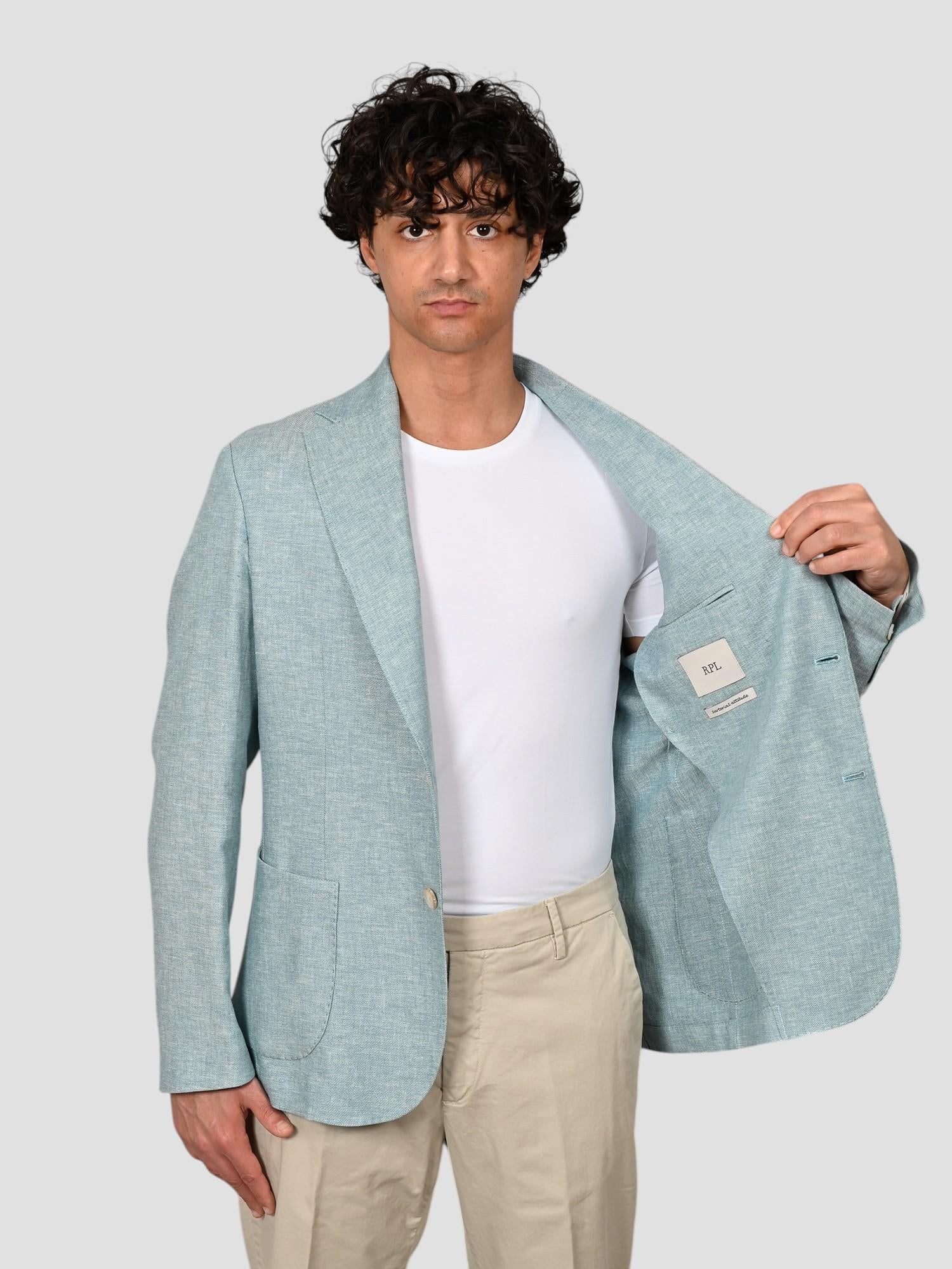 Blazer verde acqua G13/1 RZ0 blend linen G13/1 RZ0 ACQUA RPL