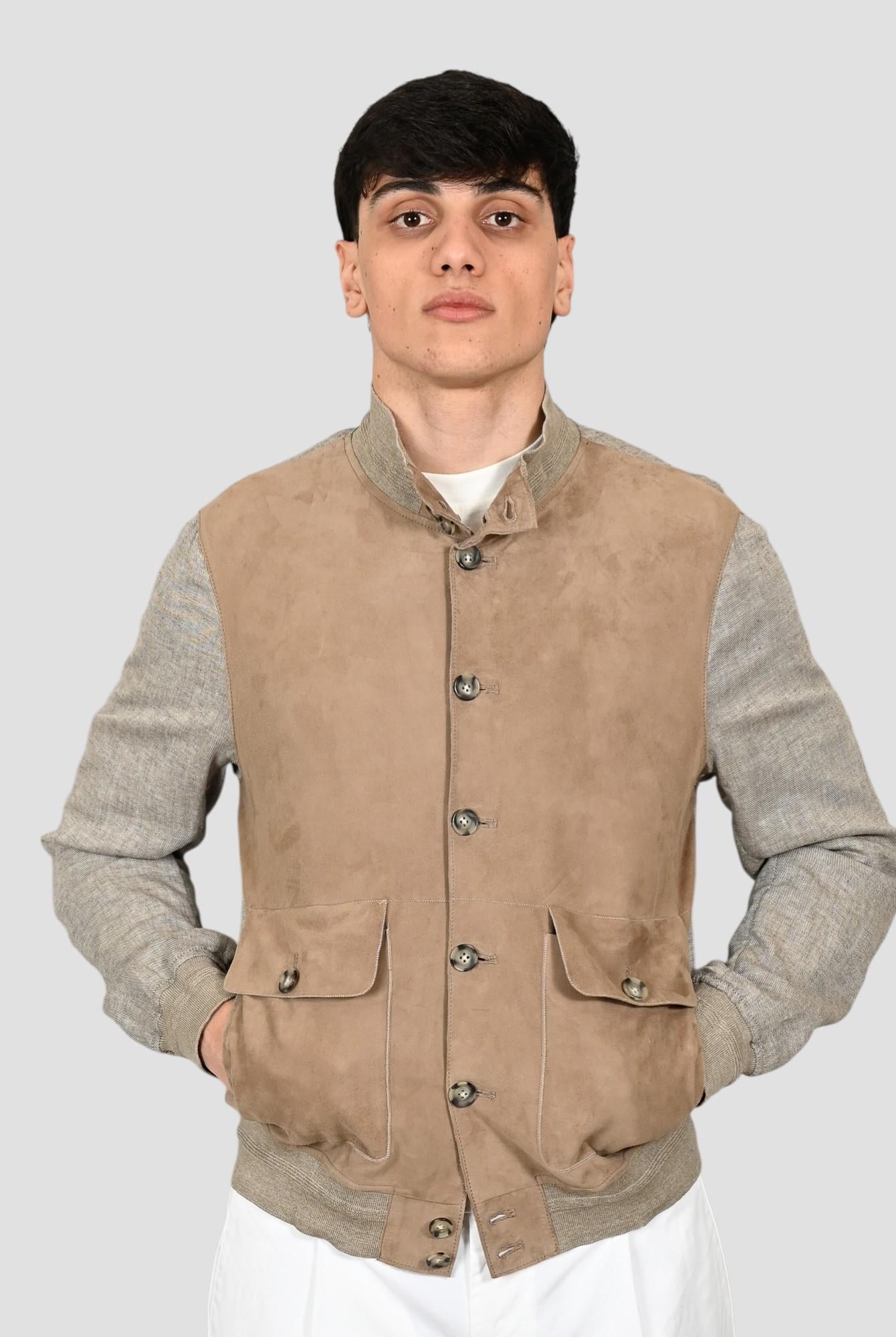 Giubbino WINSTON TWILL suede vanilla WINSTON TWILL VANILLA THE JACK LEATHERS