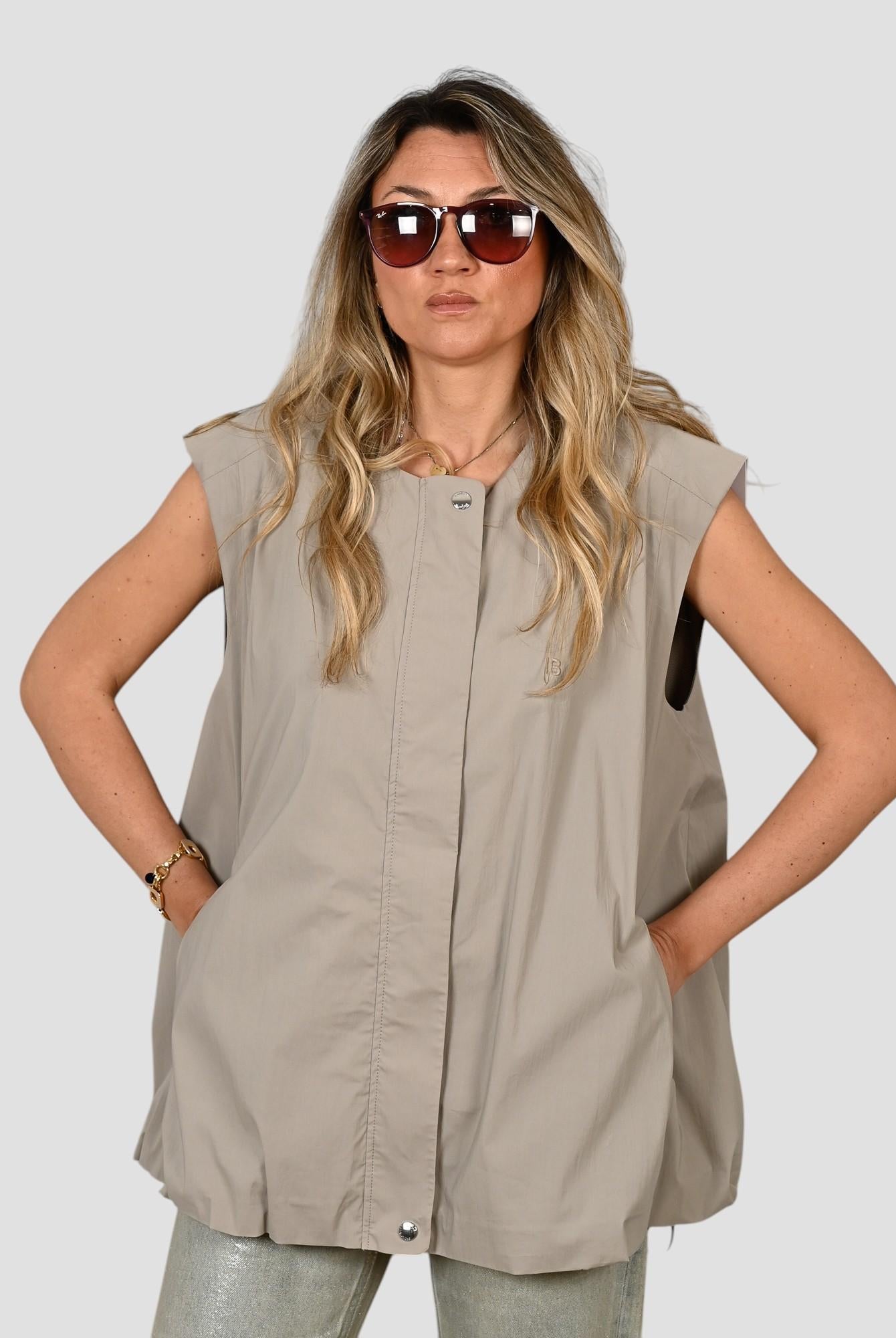 Gilet blazer J015 T002 taupe palloncino J015-T002 TAUPE ISABELLE BLANCHE PARIS