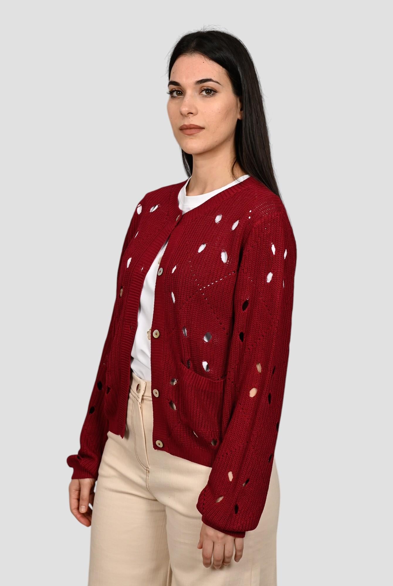 Cardigan giacca WW31065 ciliegio traforato WW31065 CILIEGIO WHITE WISE