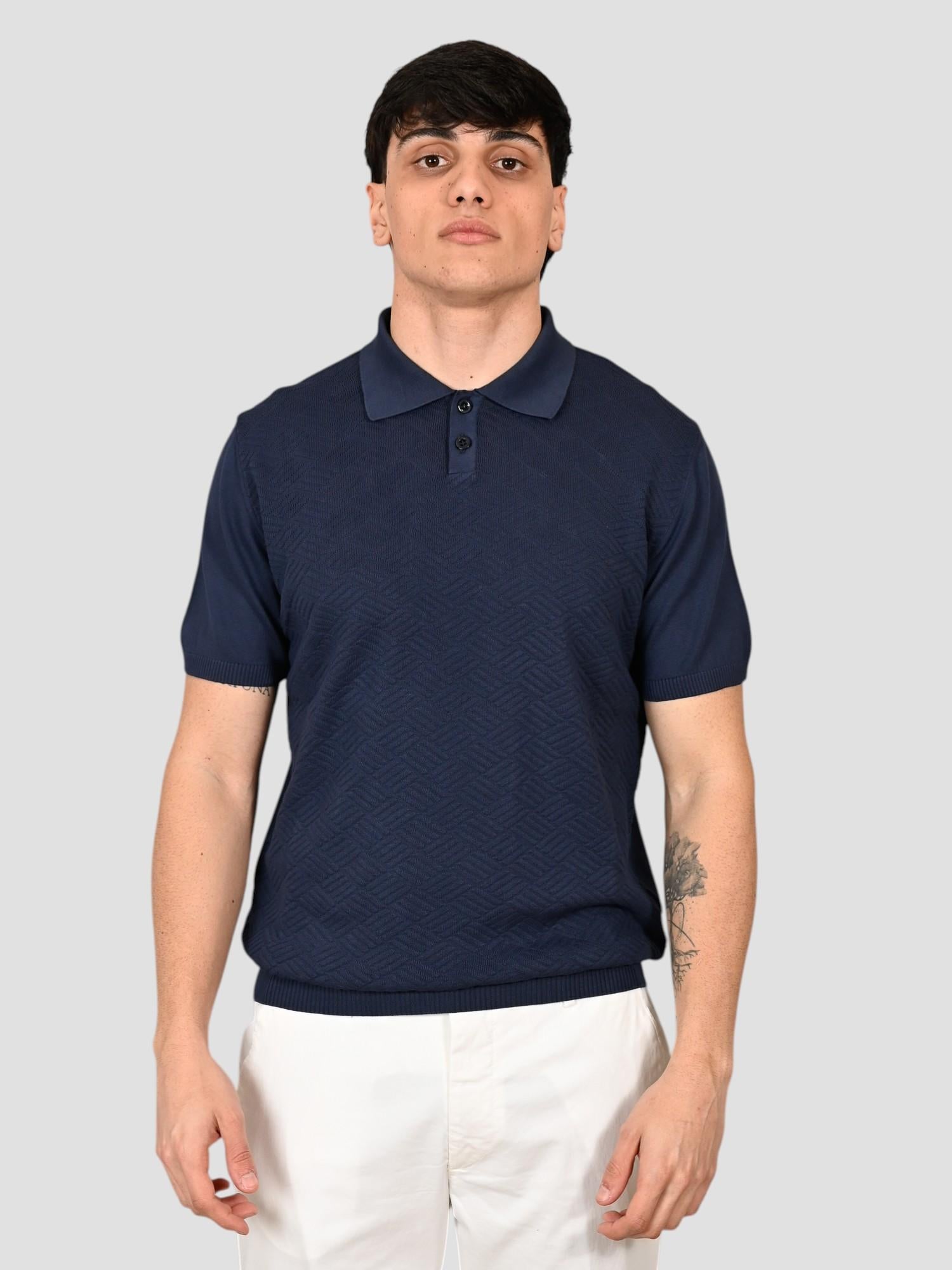 Polo basket blu WO 0861 WO 0861 0923 WOOL & CO.