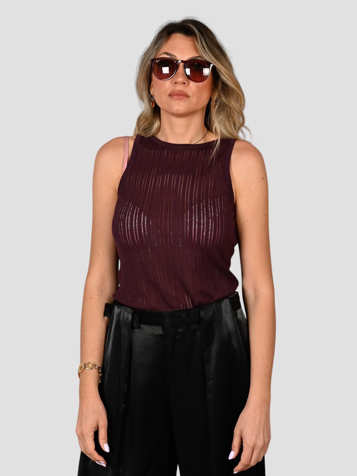 Top traforato M143 F004 royal brown M143-F004 ROYAL BROWN ISABELLE BLANCHE PARIS
