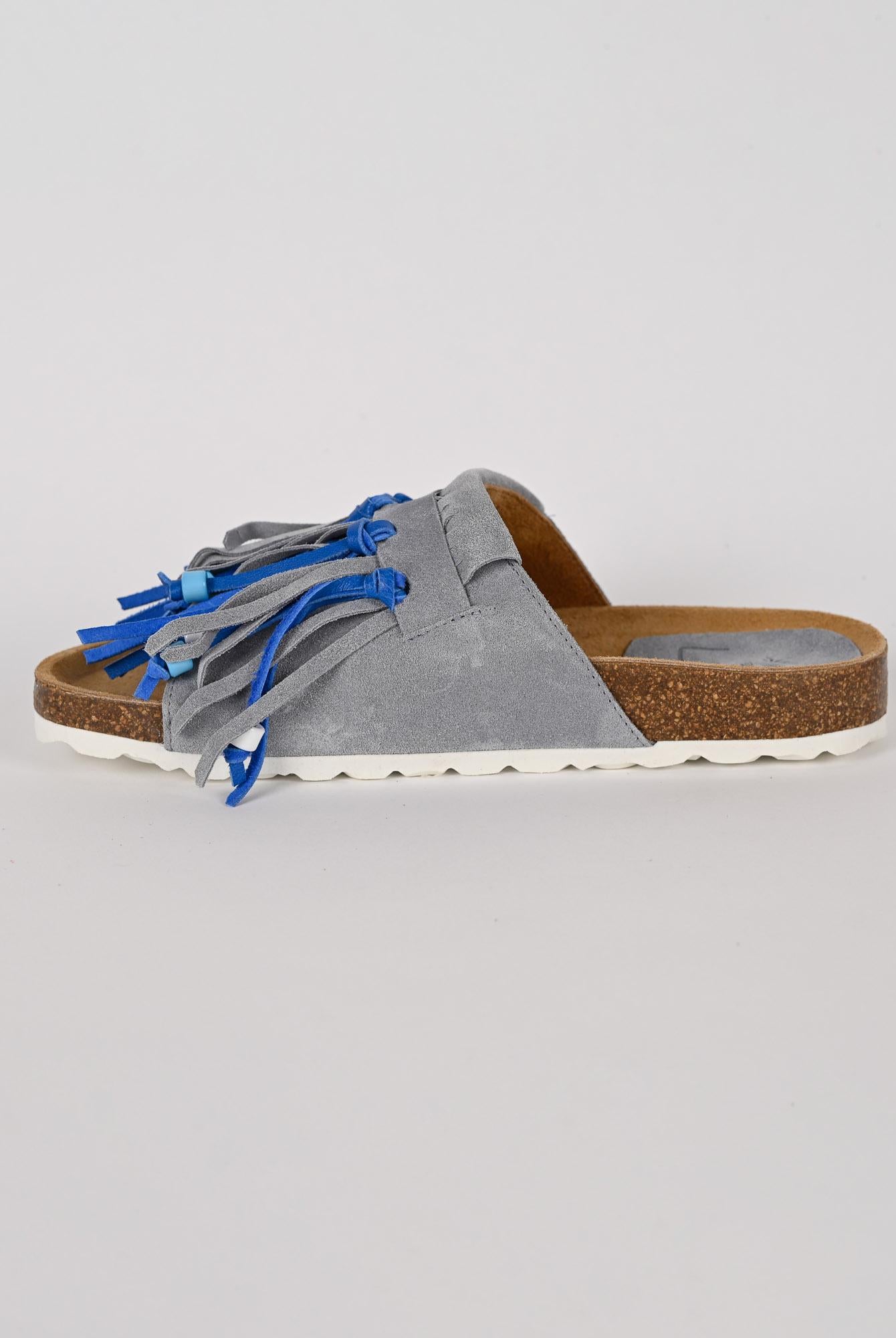 Ciabatta frange MAITE PASTEL suede denim MAITE PASTEL DENIM LAGOA