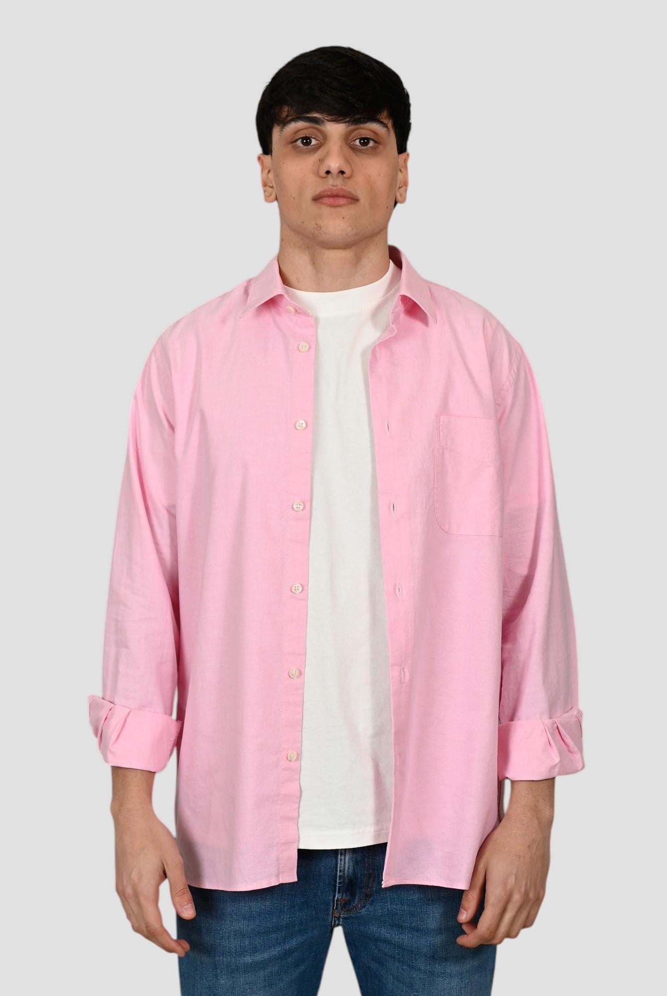 Shirt button down OXFORD NEW stripe SHIRT BOTTON WHITE PINK ROY ROGER'S