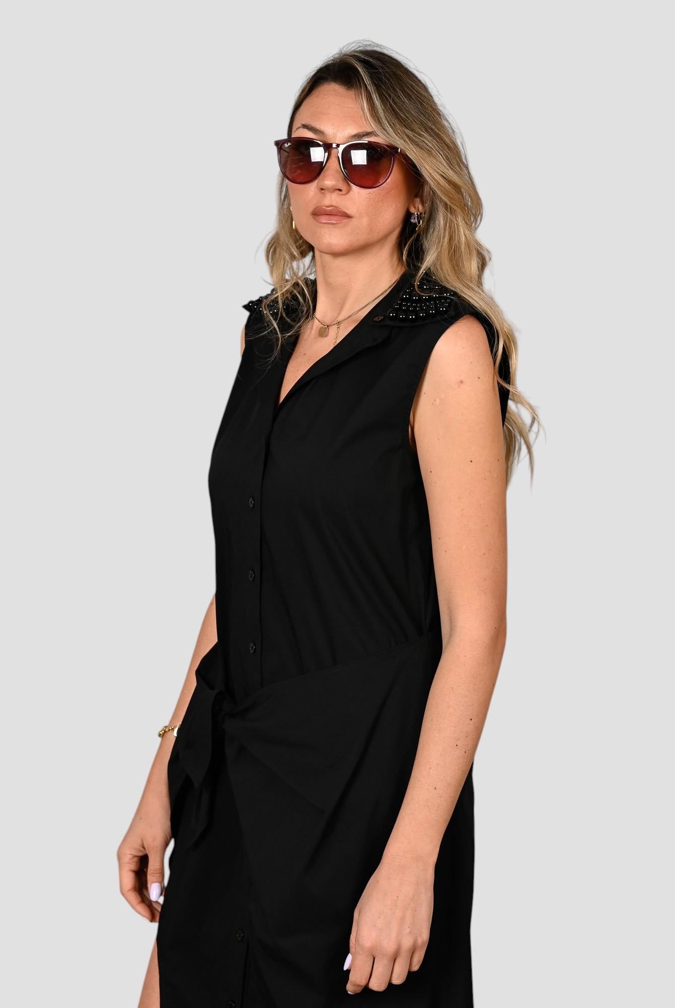 Abito chemisier A100-T011 black pearls A100-T011 BLACK ISABELLE BLANCHE PARIS