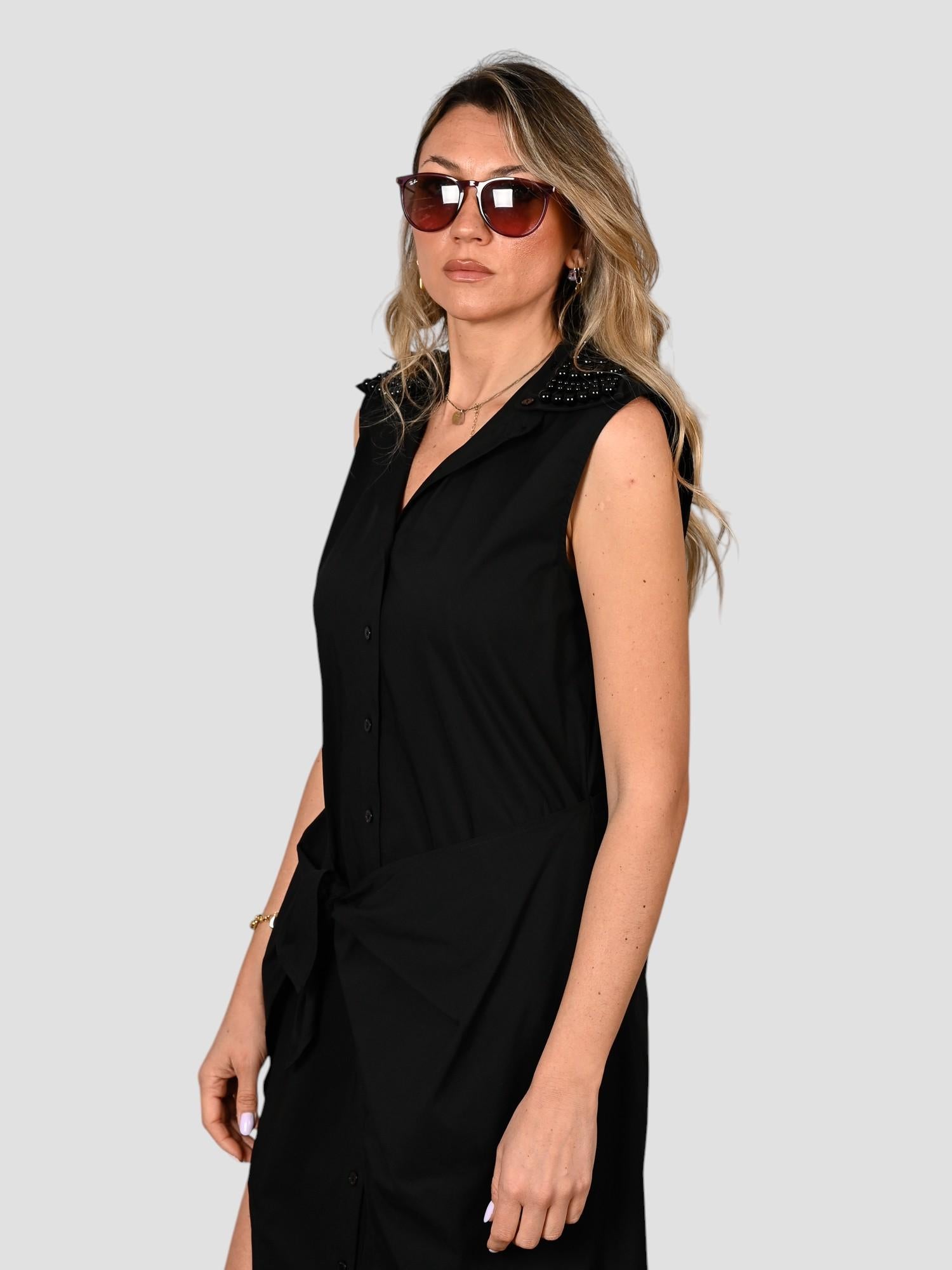 Abito chemisier A100-T011 black pearls A100-T011 BLACK ISABELLE BLANCHE PARIS