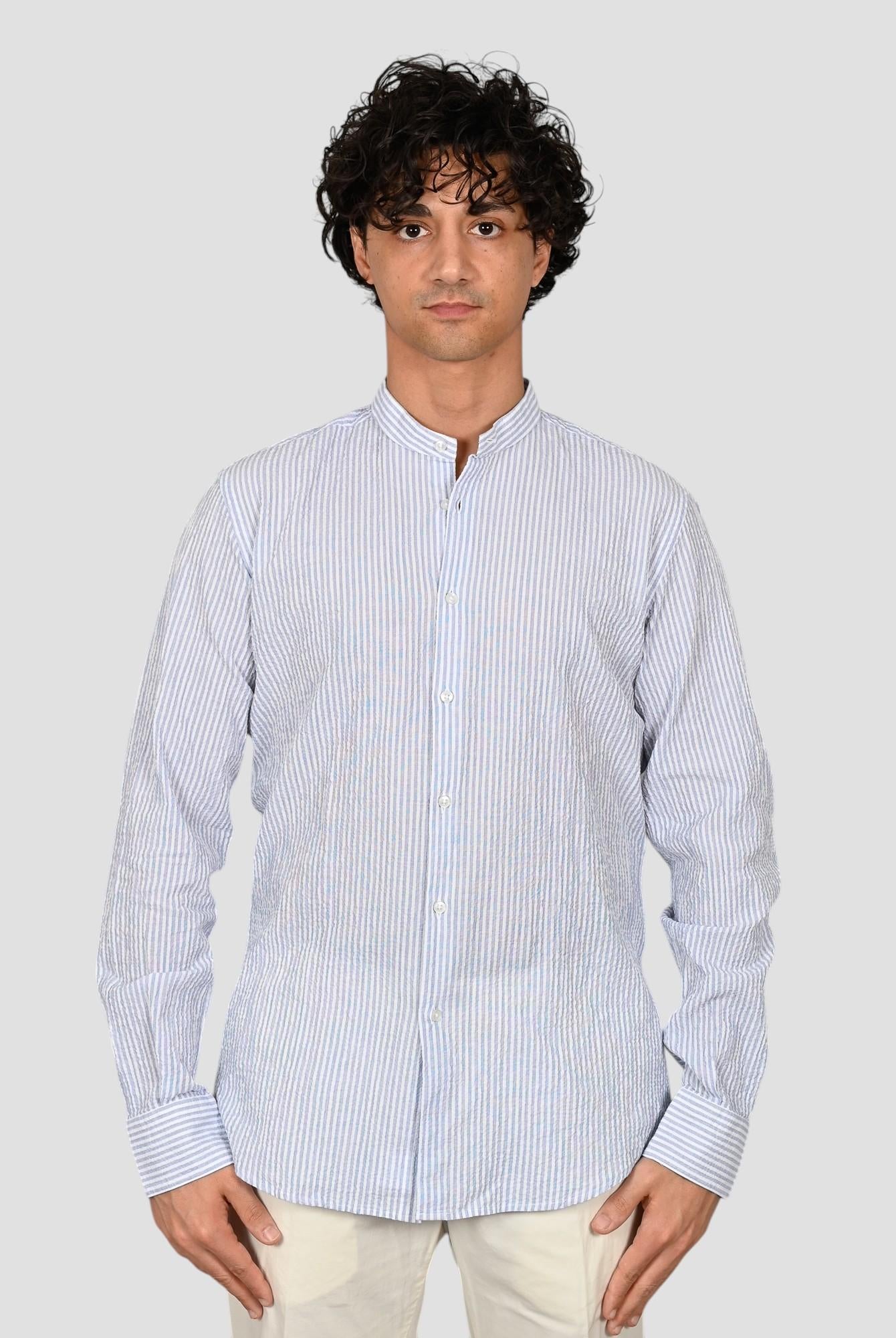 Camicia coreana ZF24 8158 rigata blu ZF248158 004 MARCUS