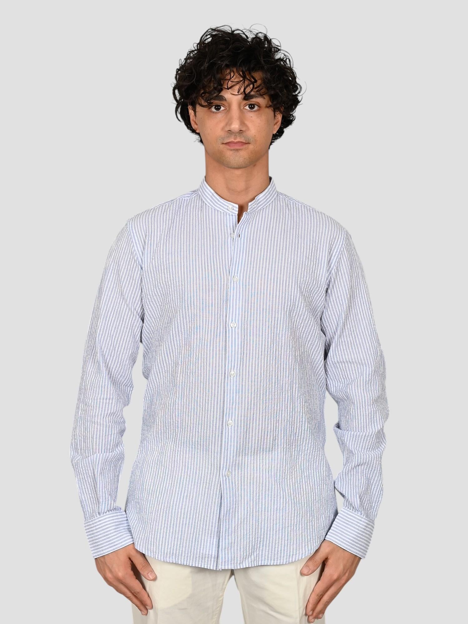 Camicia coreana ZF24 8158 rigata blu ZF248158 004 MARCUS
