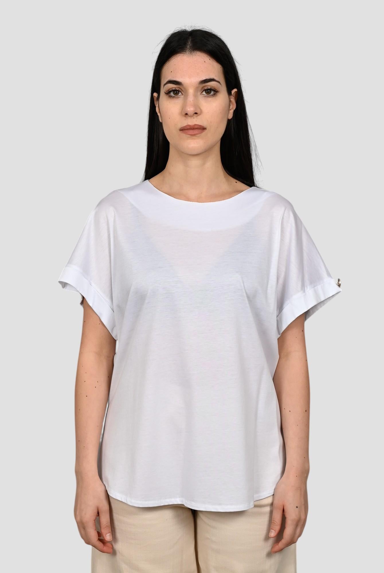 T-shirt risvolto WW31120 bianca WW31120 BIANCO WHITE WISE