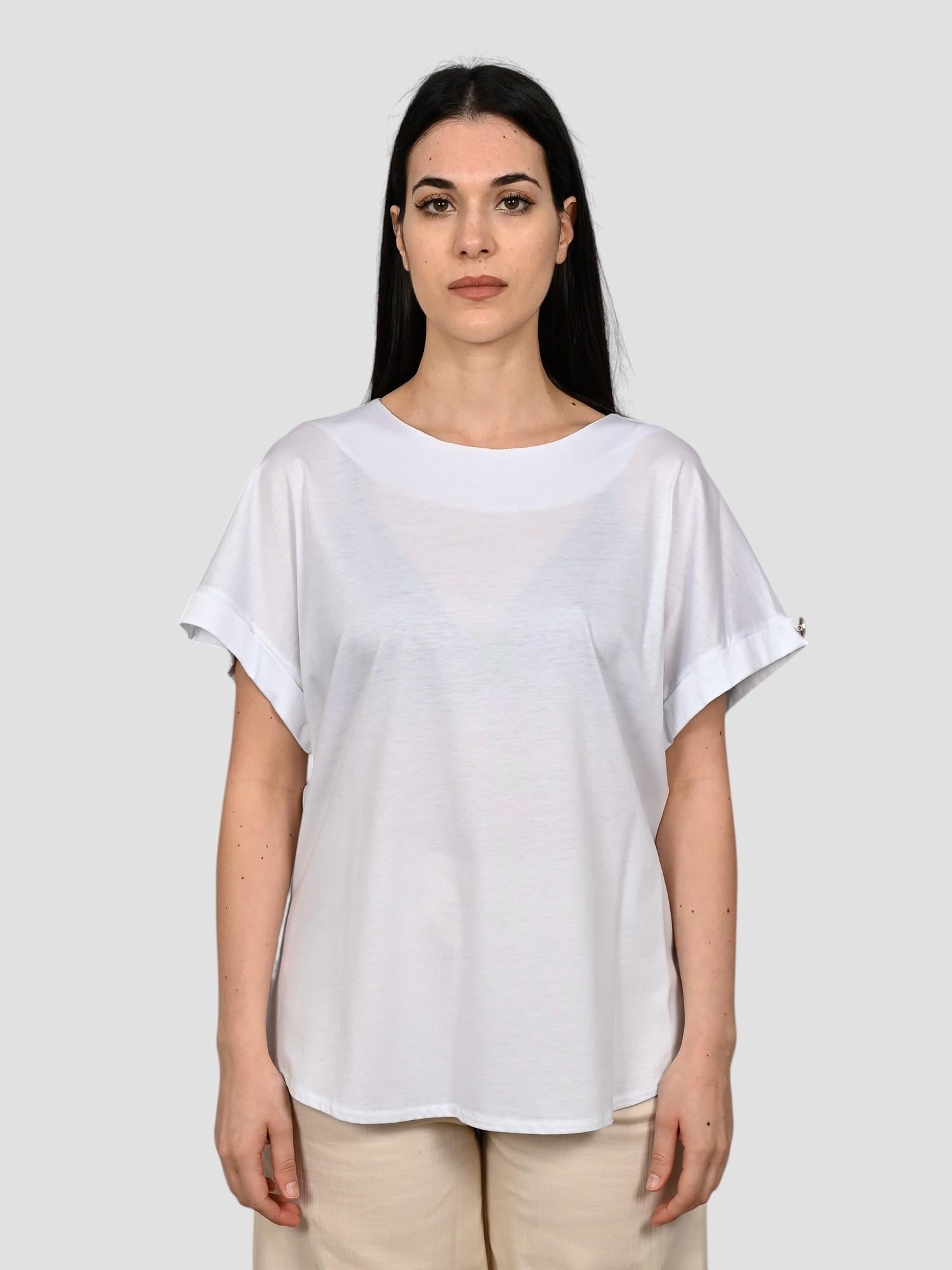 T-shirt risvolto WW31120 bianca WW31120 BIANCO WHITE WISE