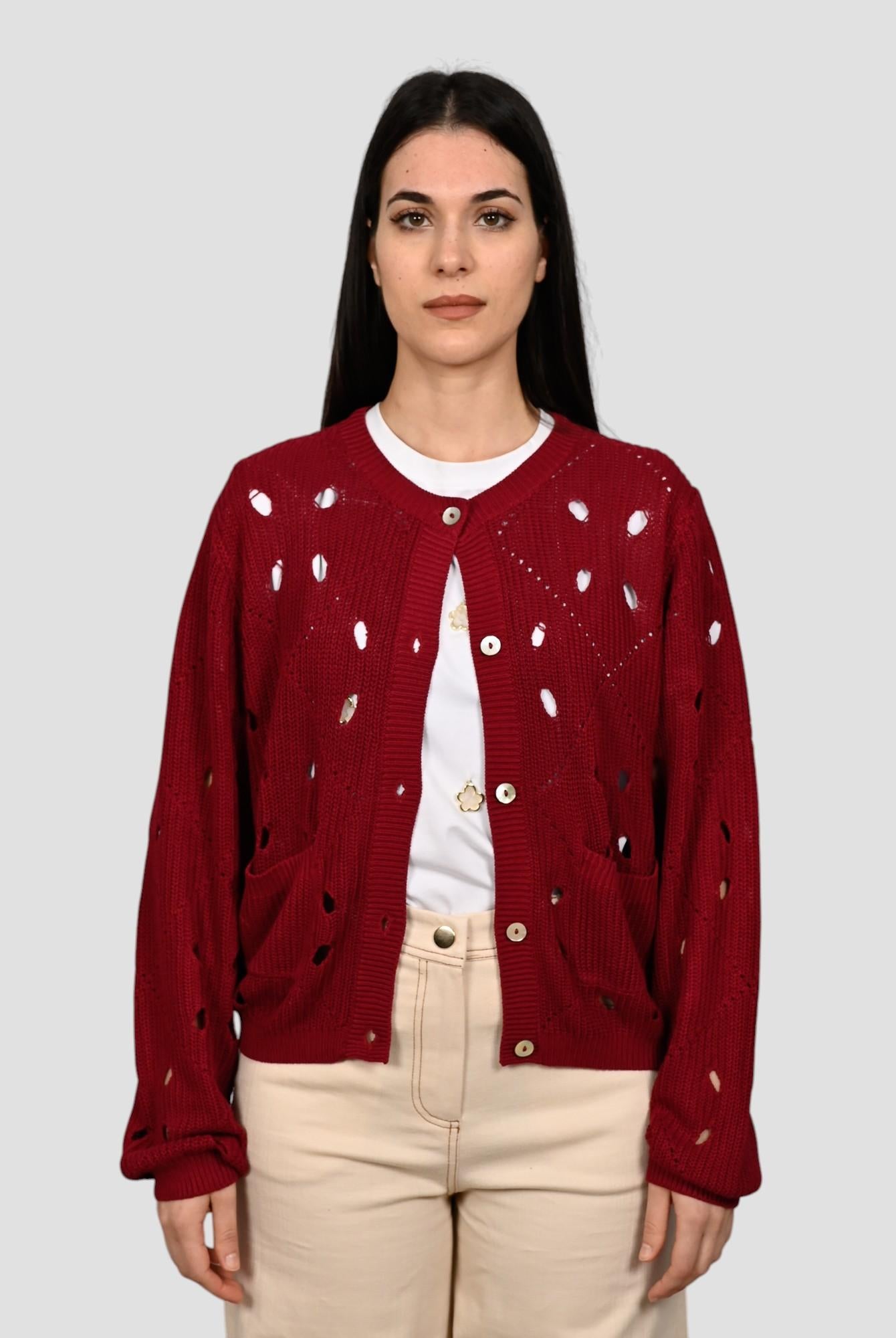 Cardigan giacca WW31065 ciliegio traforato WW31065 CILIEGIO WHITE WISE
