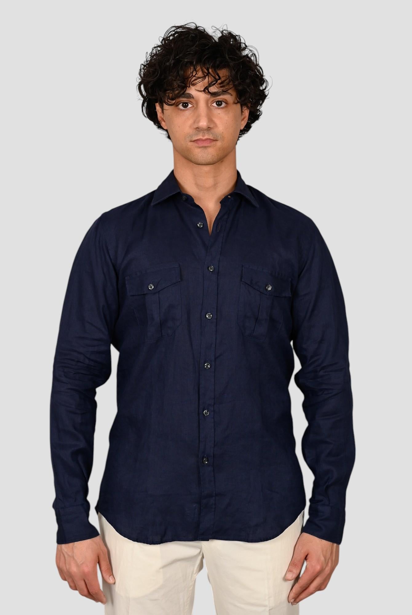 Camicia blu 16W4 8837 puro lino 16W48837 006 MARCUS