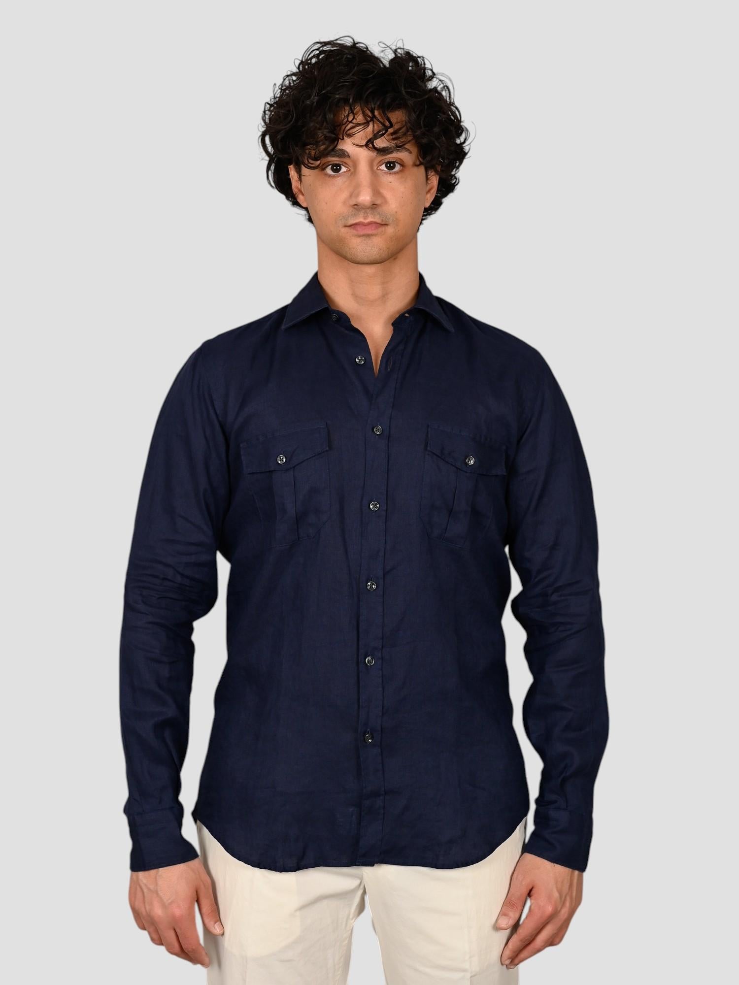 Camicia blu 16W4 8837 puro lino 16W48837 006 MARCUS