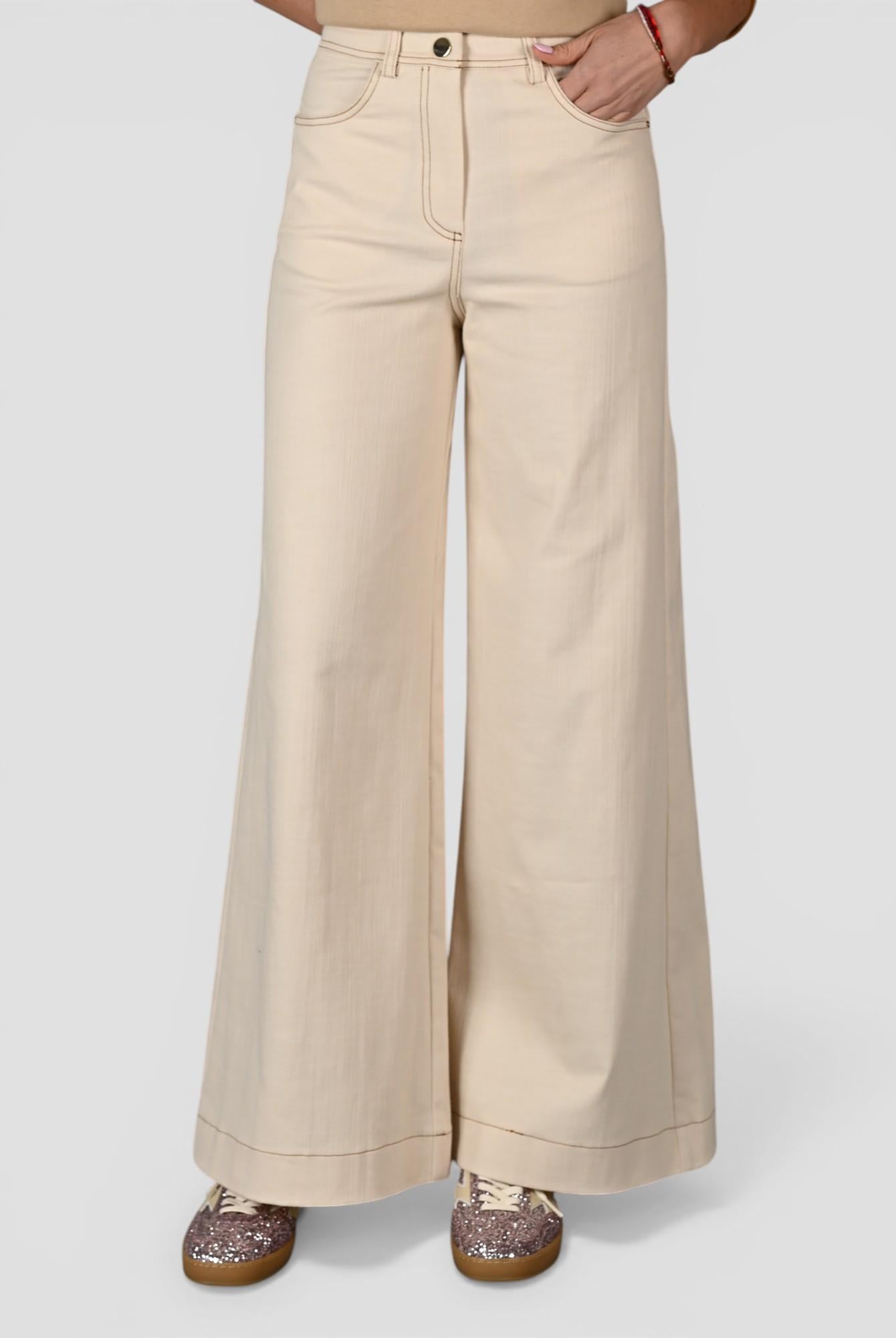 Pantalone palazzo WW31603 denim panna WW31603 PANNA WHITE WISE