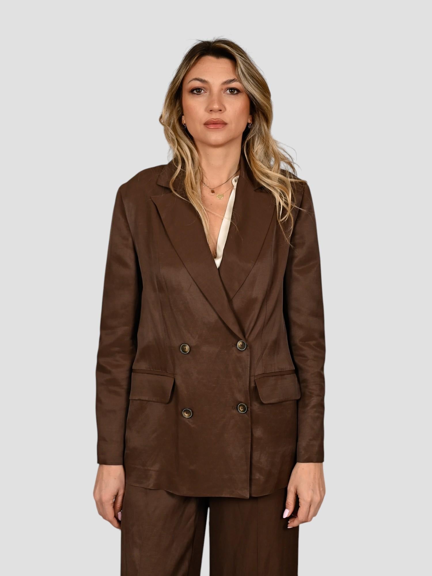 Blazer cioccolato AN31122U viscosa lino AN31122U MARRONE ANITIE'