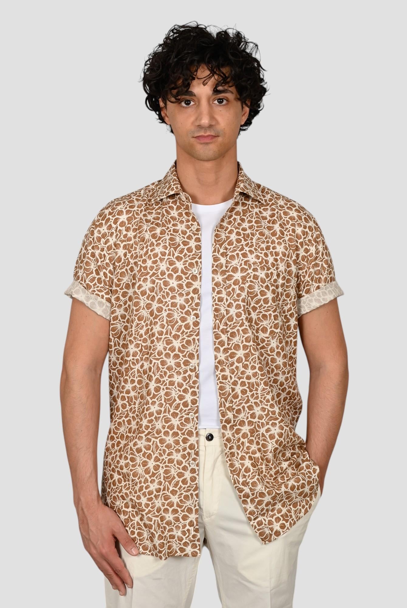 Camicia floreale TA66 8823 marrone TA668823 001 MARCUS