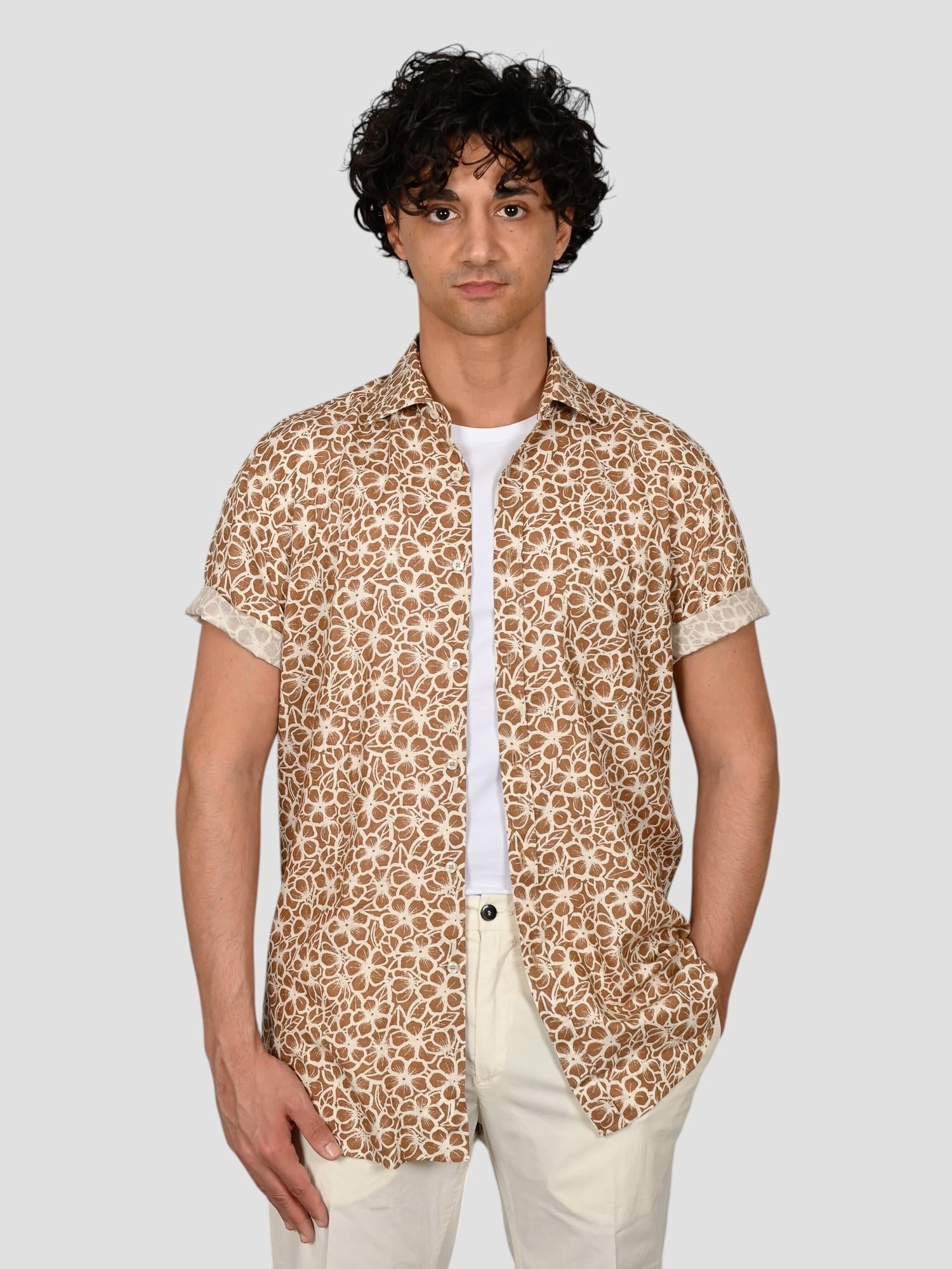 Camicia floreale TA66 8823 marrone TA668823 001 MARCUS