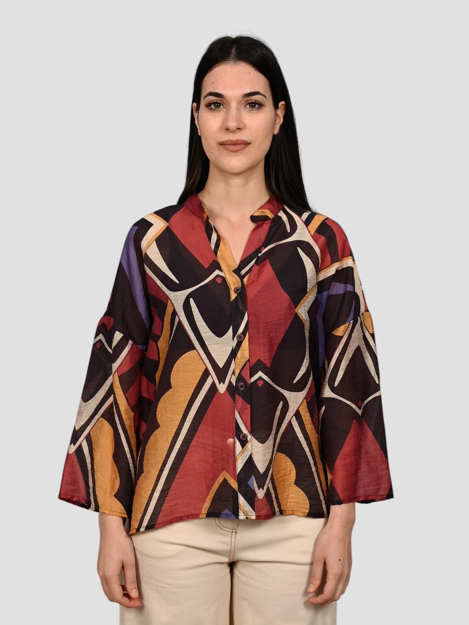 Camicia fantasia AN45103 misto lino AN45103 FANTASIA ANITIE'