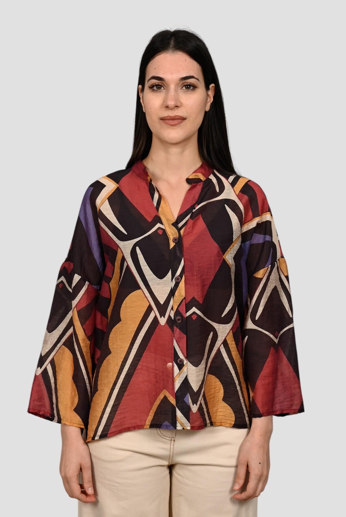 Camicia fantasia AN45103 misto lino AN45103 FANTASIA ANITIE'