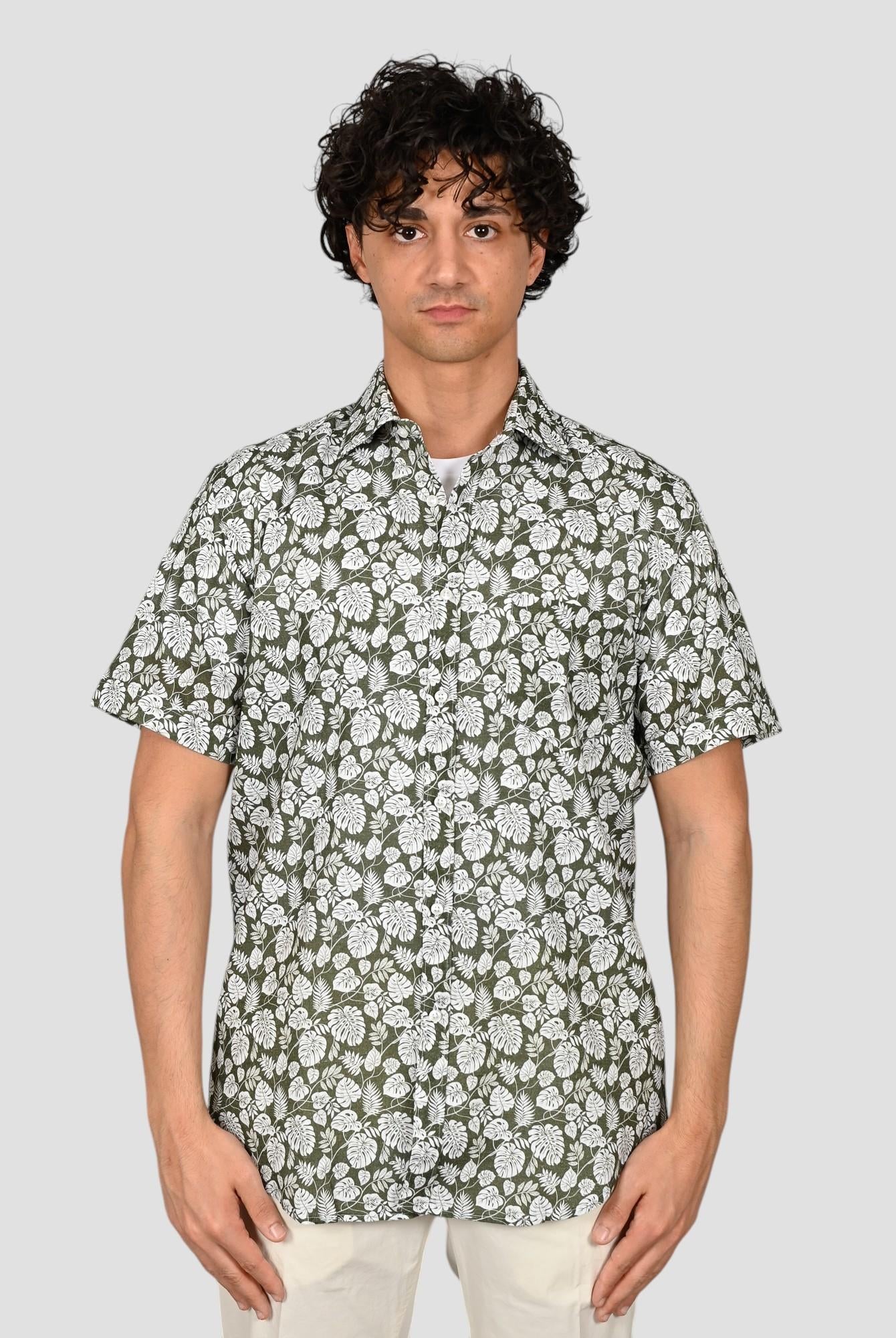 Camicia floreale TA66 8825 verde militare TA668825 002 MARCUS