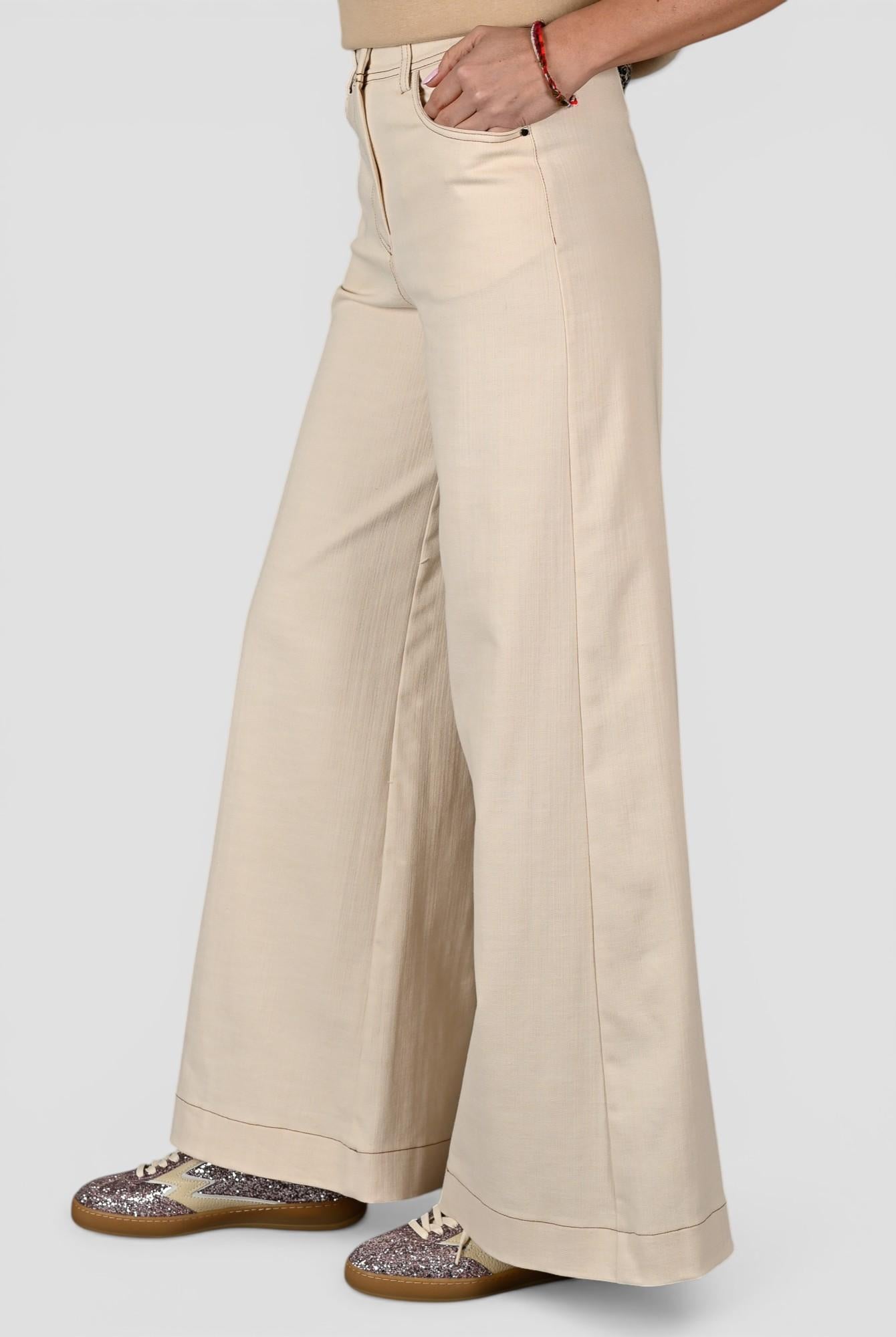 Pantalone palazzo WW31603 denim panna WW31603 PANNA WHITE WISE