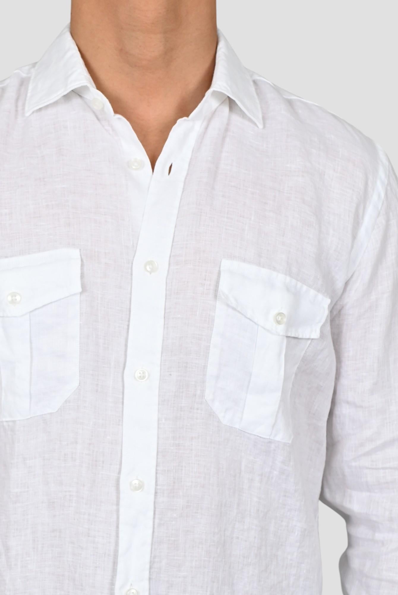 Camicia bianca 16W4 8837 puro lino 16W48837 001 MARCUS