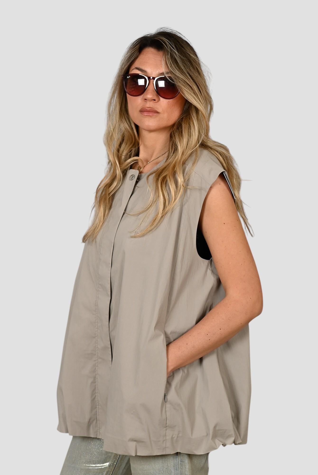 Gilet blazer J015 T002 taupe palloncino J015-T002 TAUPE ISABELLE BLANCHE PARIS