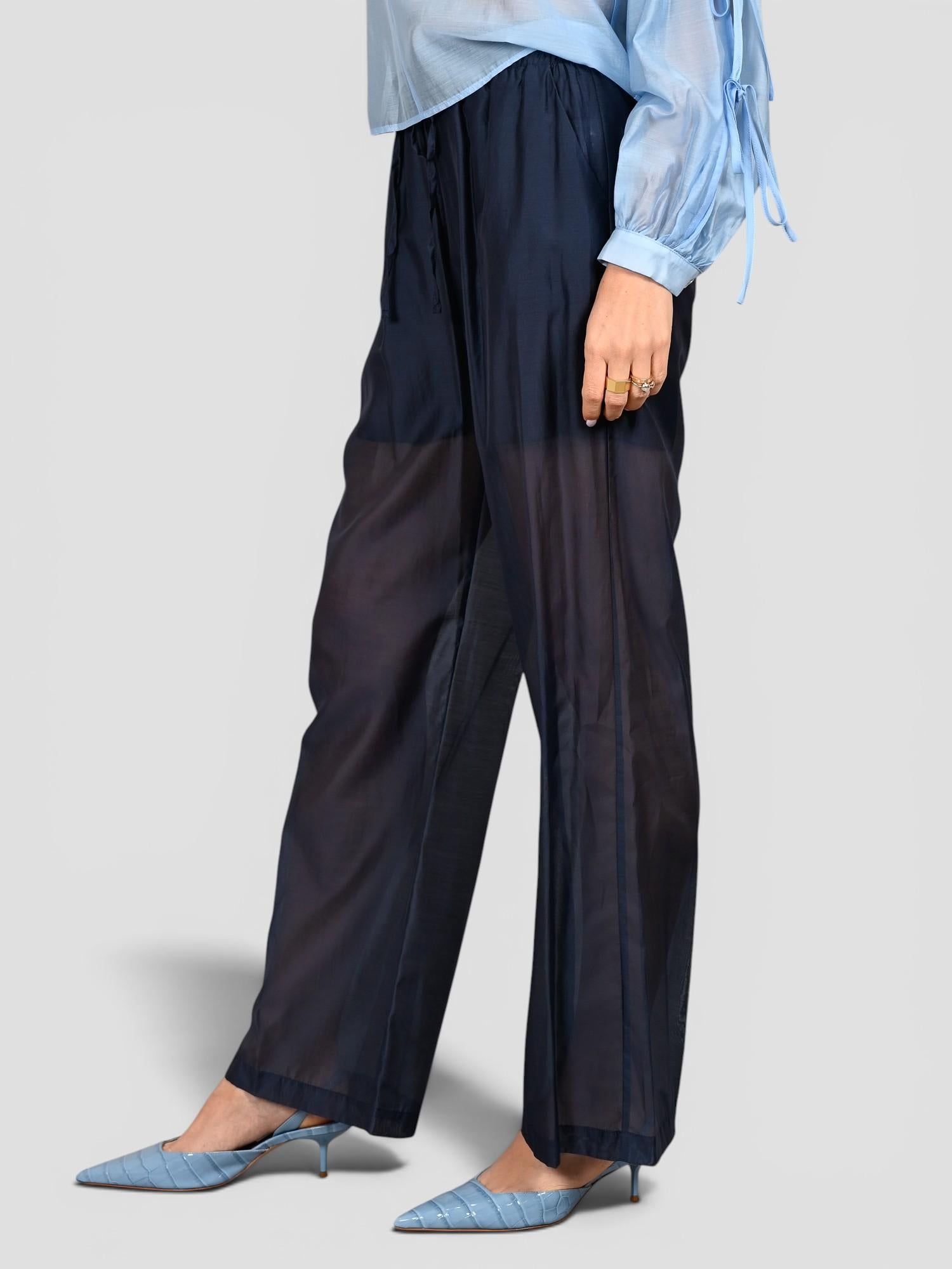 Pantalone blu WW31821 mussola WW31821 BLU WHITE WISE
