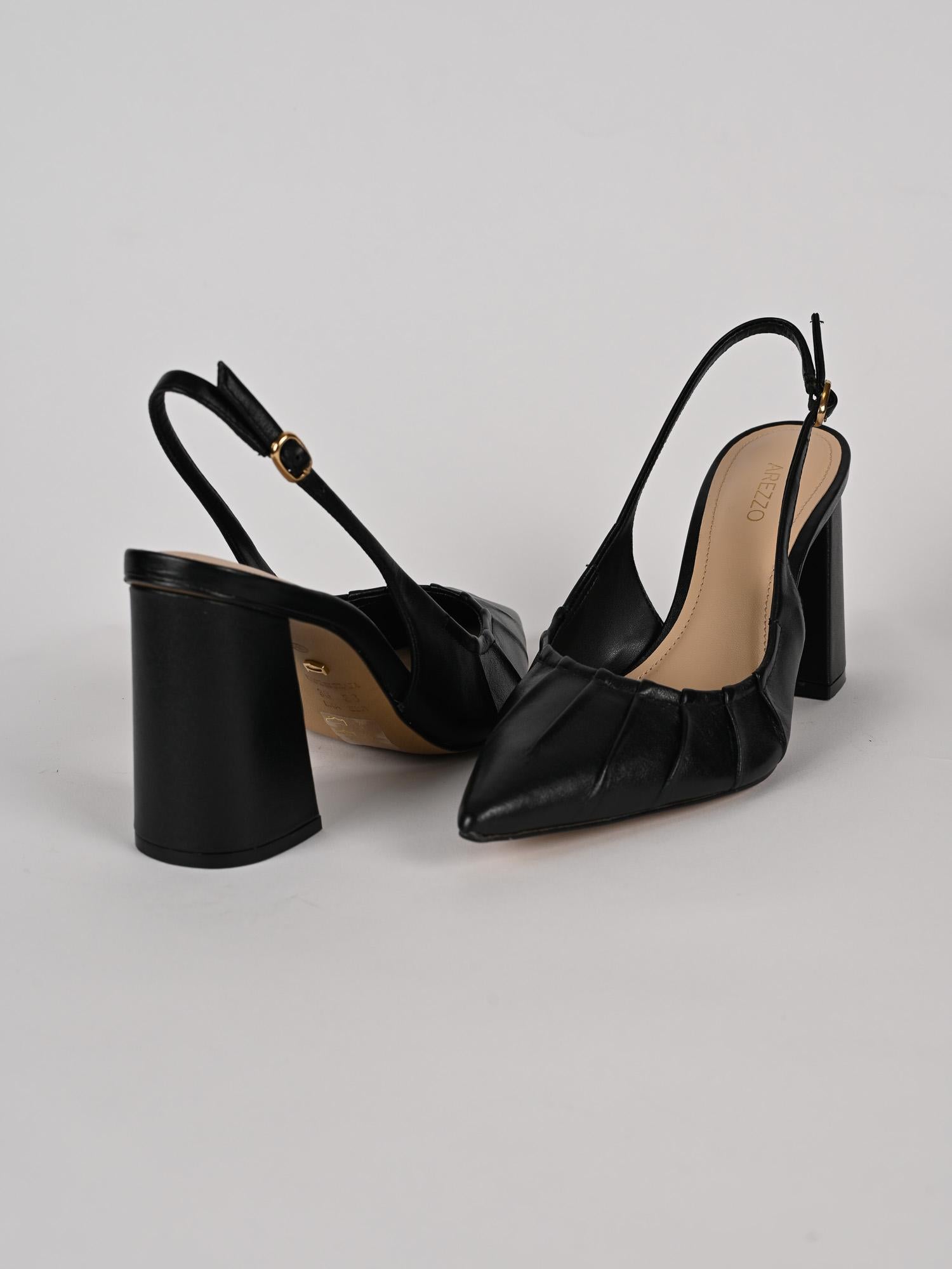 Slingback donna nero block heel A1129000 30001 AREZZO