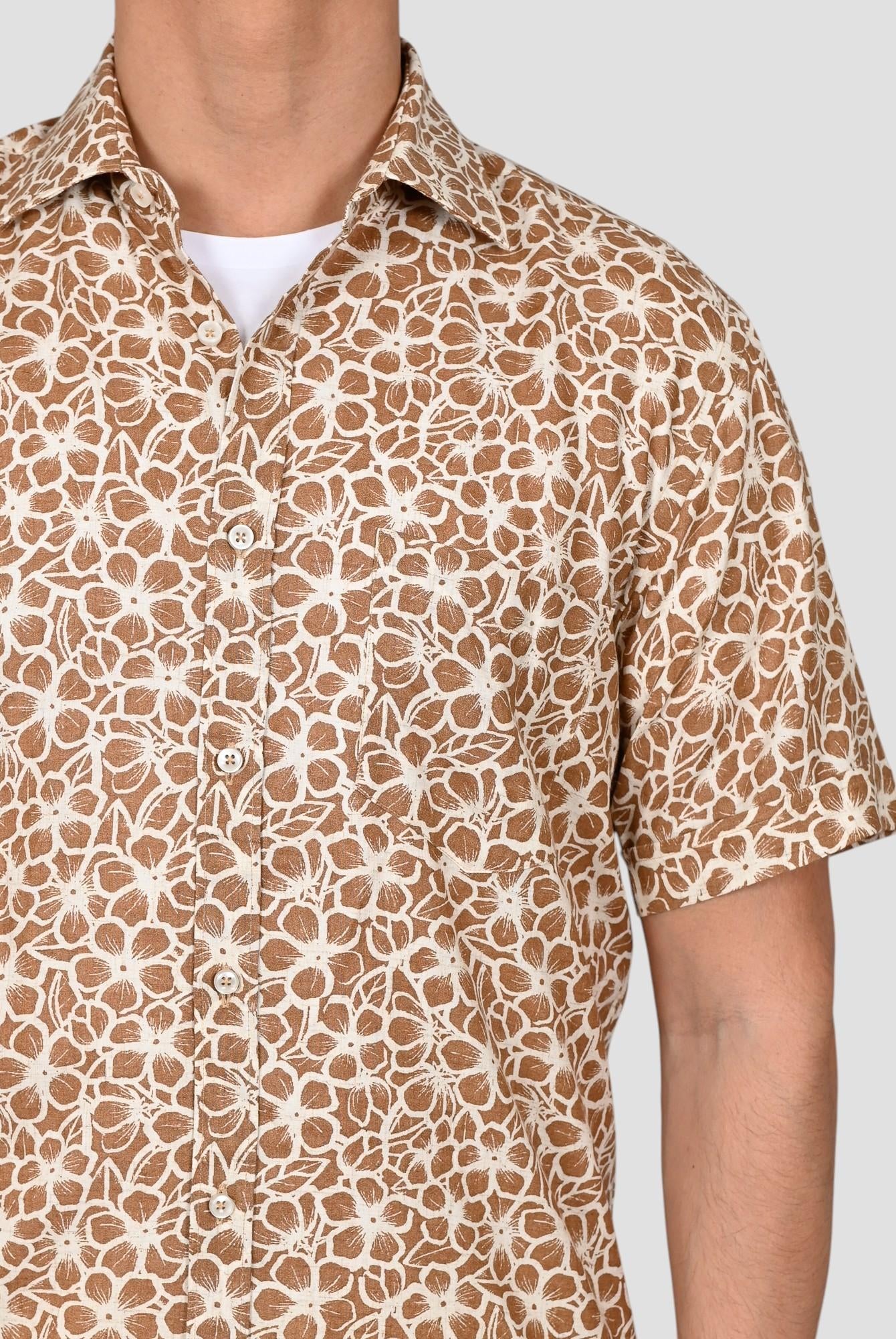 Camicia floreale TA66 8823 marrone TA668823 001 MARCUS