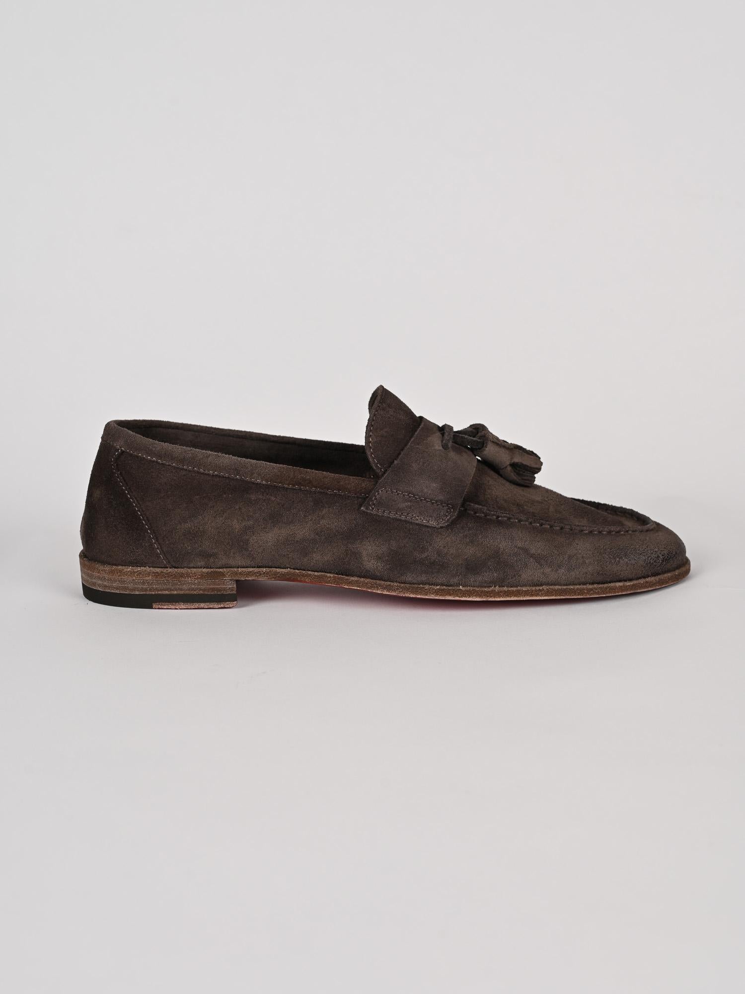 Moccasino uomo moro con nappine 1856VELOUR 2287 MORO CORVARI