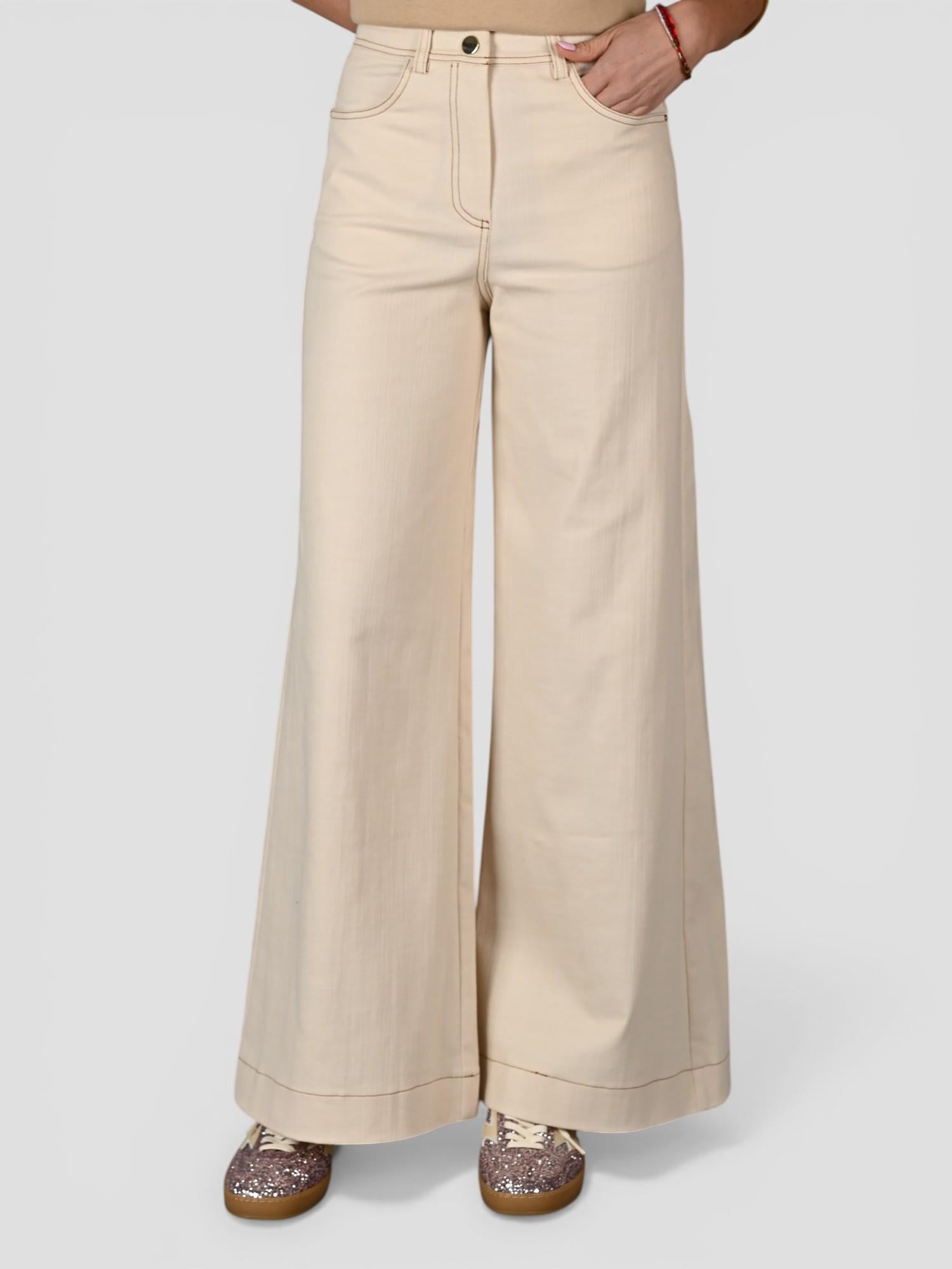 Pantalone palazzo WW31603 denim panna WW31603 PANNA WHITE WISE