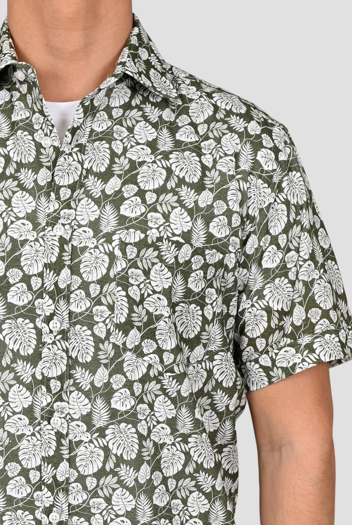 Camicia floreale TA66 8825 verde militare TA668825 002 MARCUS