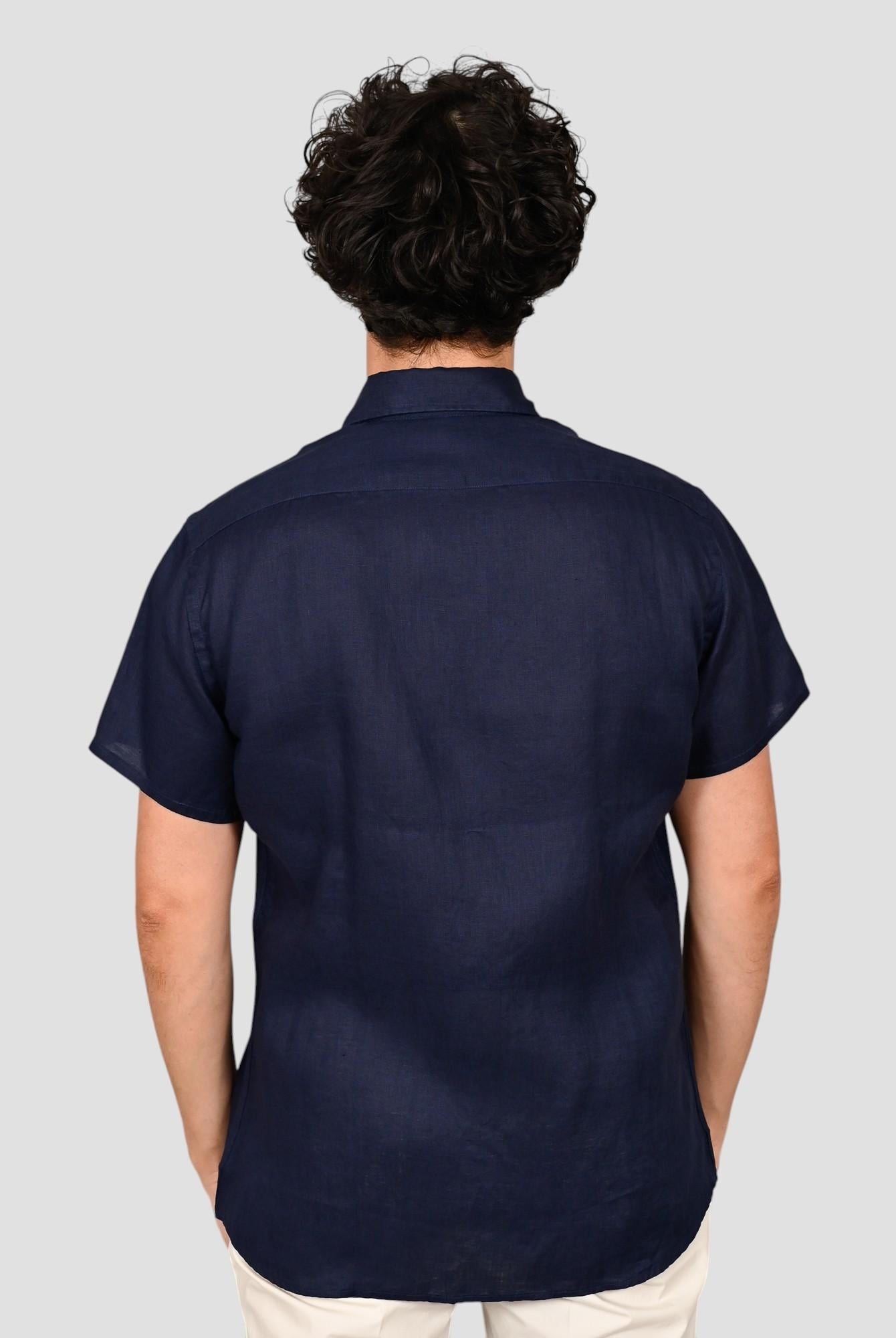 Camicia blu 16U4 8837 puro lino 16U48837 006 MARCUS