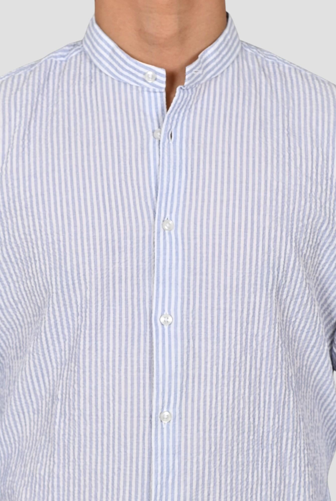 Camicia coreana ZF24 8158 rigata blu ZF248158 004 MARCUS