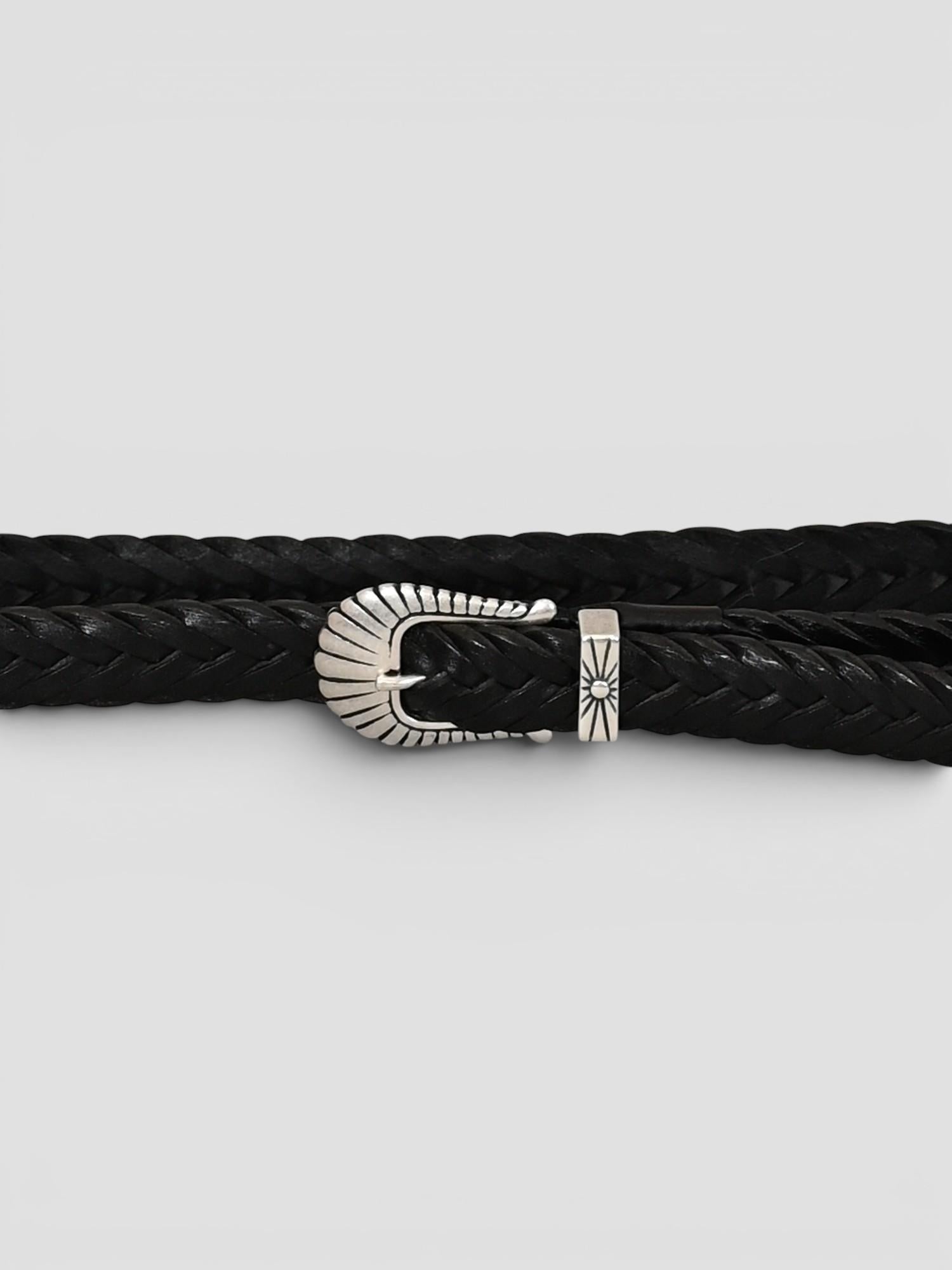 Cintura artigianale TRECCIA NERA pelle TRECCIA 025 NERO ALBERTO LUTI