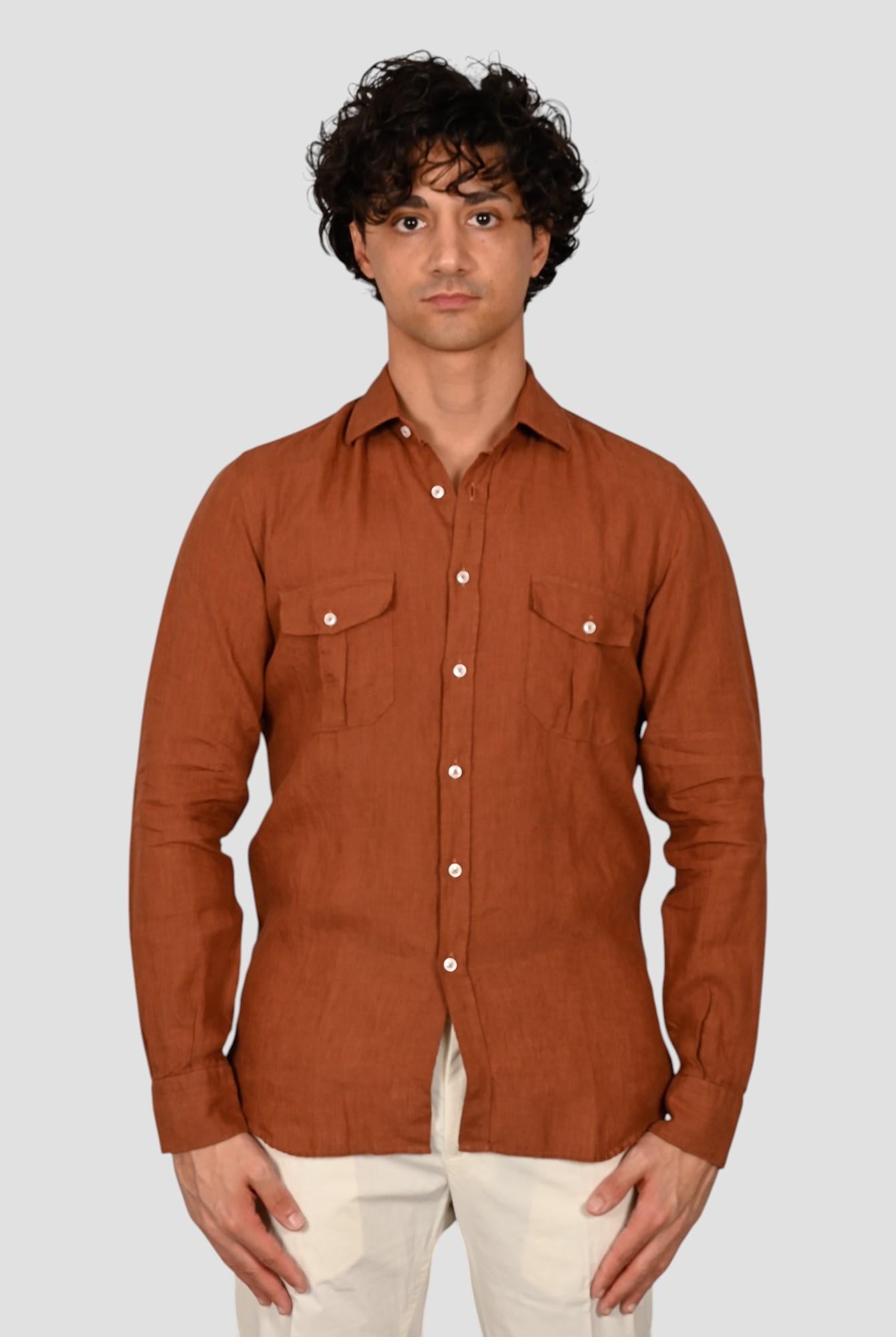 Camicia tabacco 16W4 8837 puro lino 16W48837 009 MARCUS