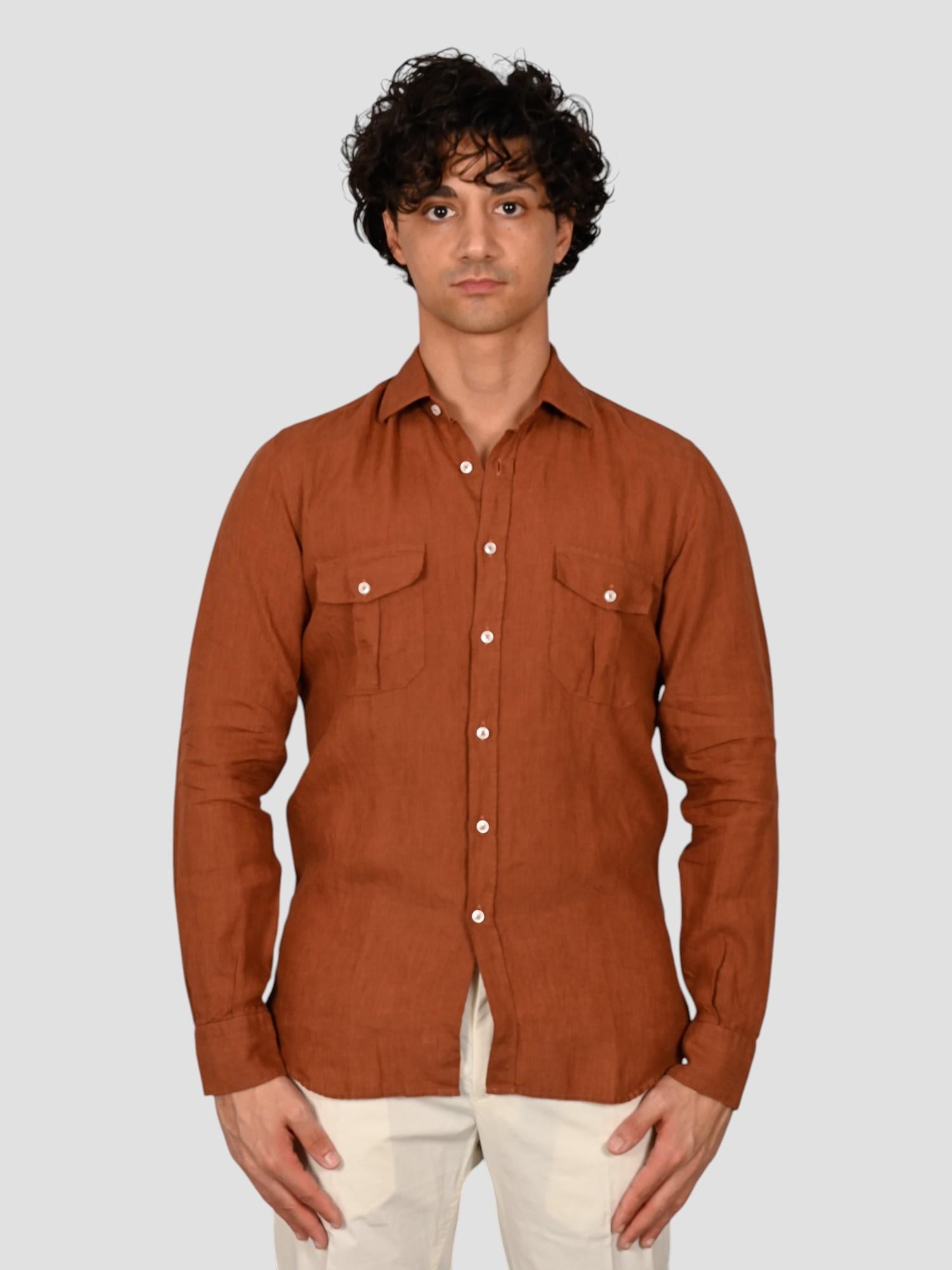 Camicia tabacco 16W4 8837 puro lino 16W48837 009 MARCUS