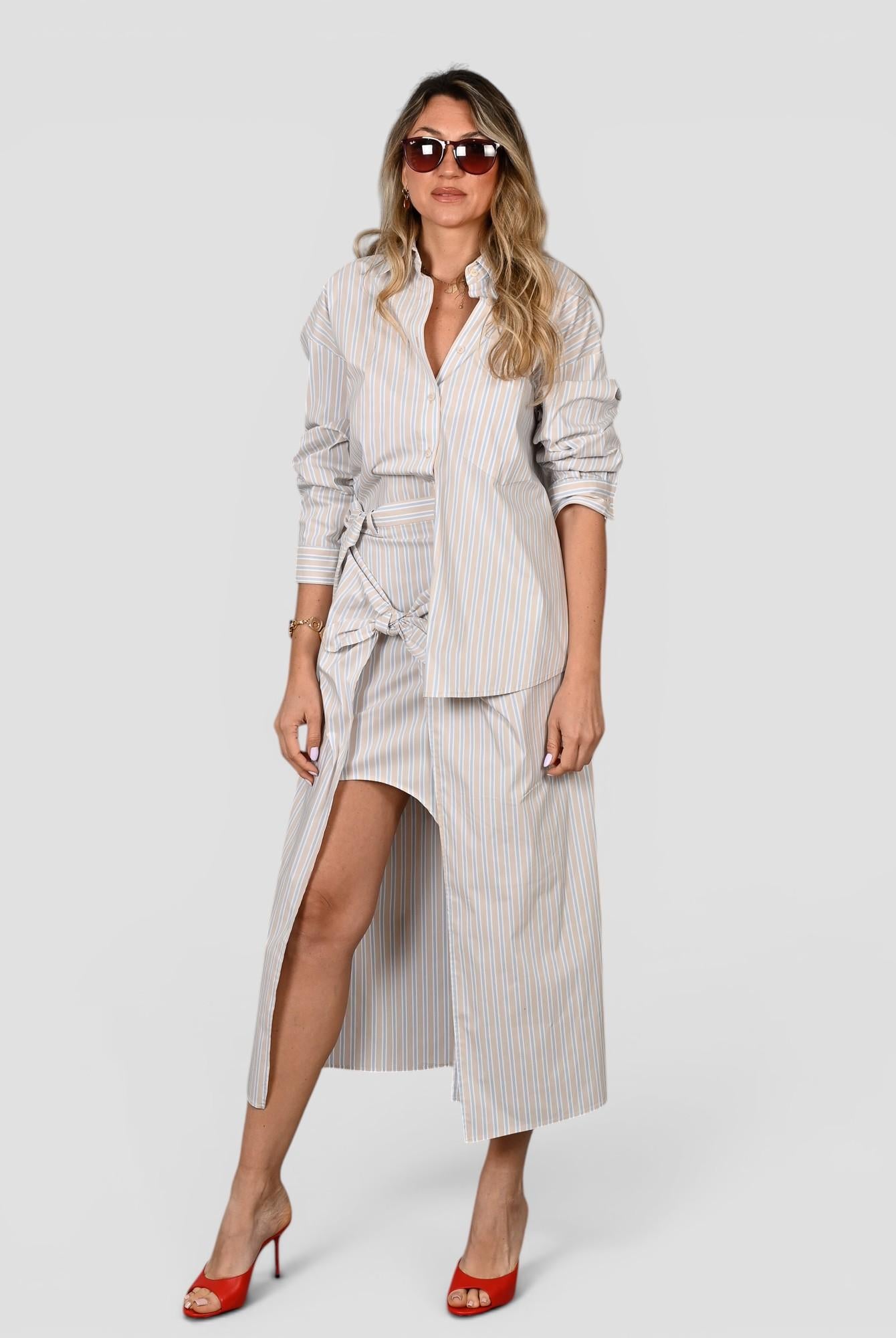 Camicia rigata C079 T021 popeline multicolore C079-T021 CHARDONNAY ISABELLE BLANCHE PARIS