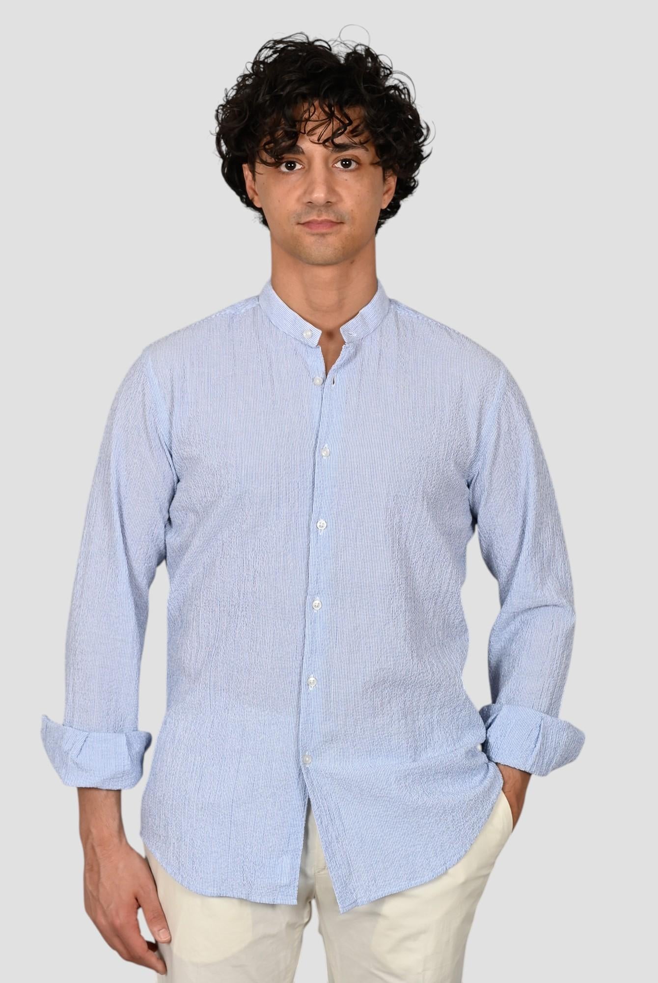 Camicia coreana ZF24 8163 seersucker rigata ZF248163 003 MARCUS