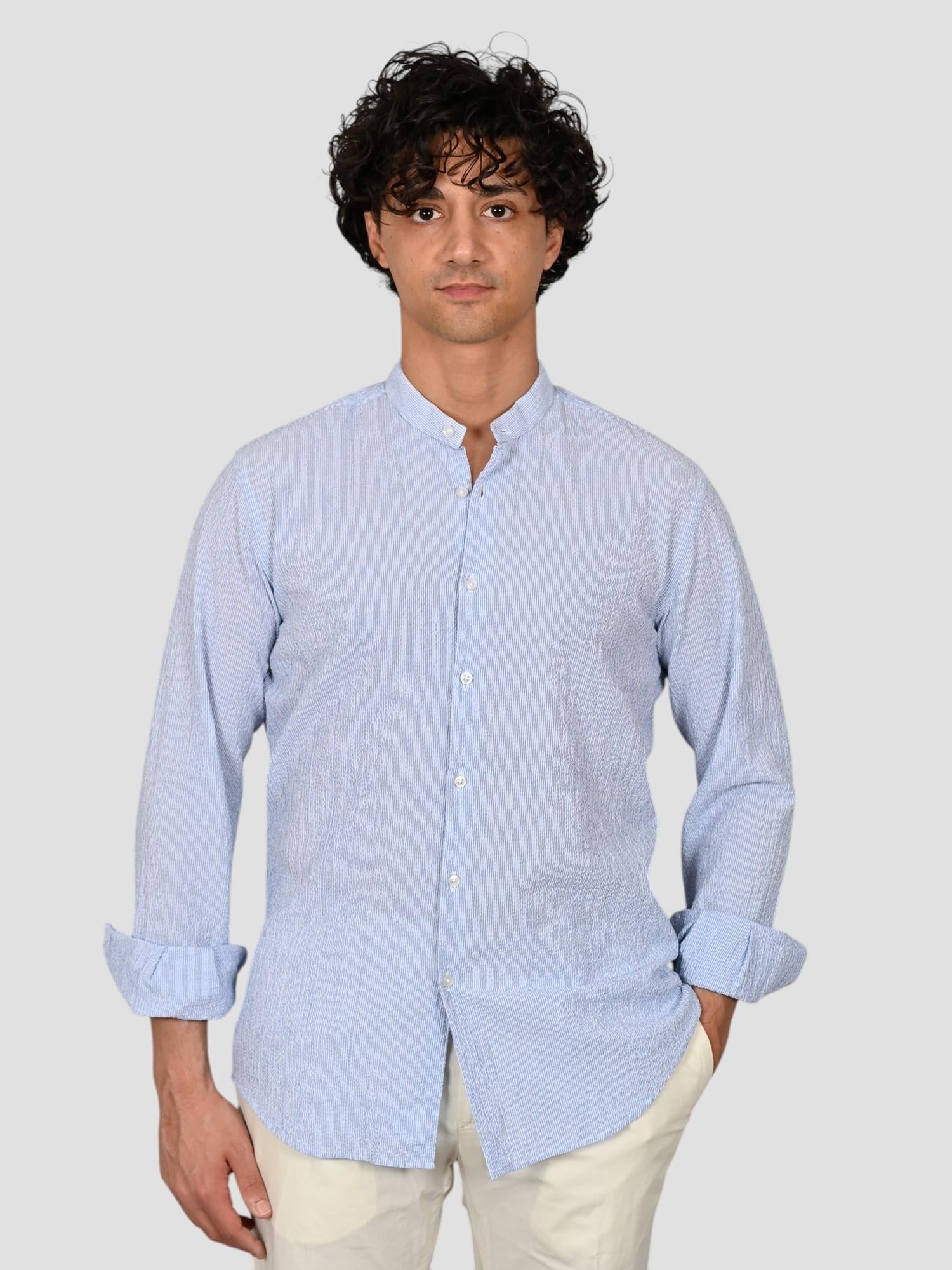 Camicia coreana ZF24 8163 seersucker rigata ZF248163 003 MARCUS