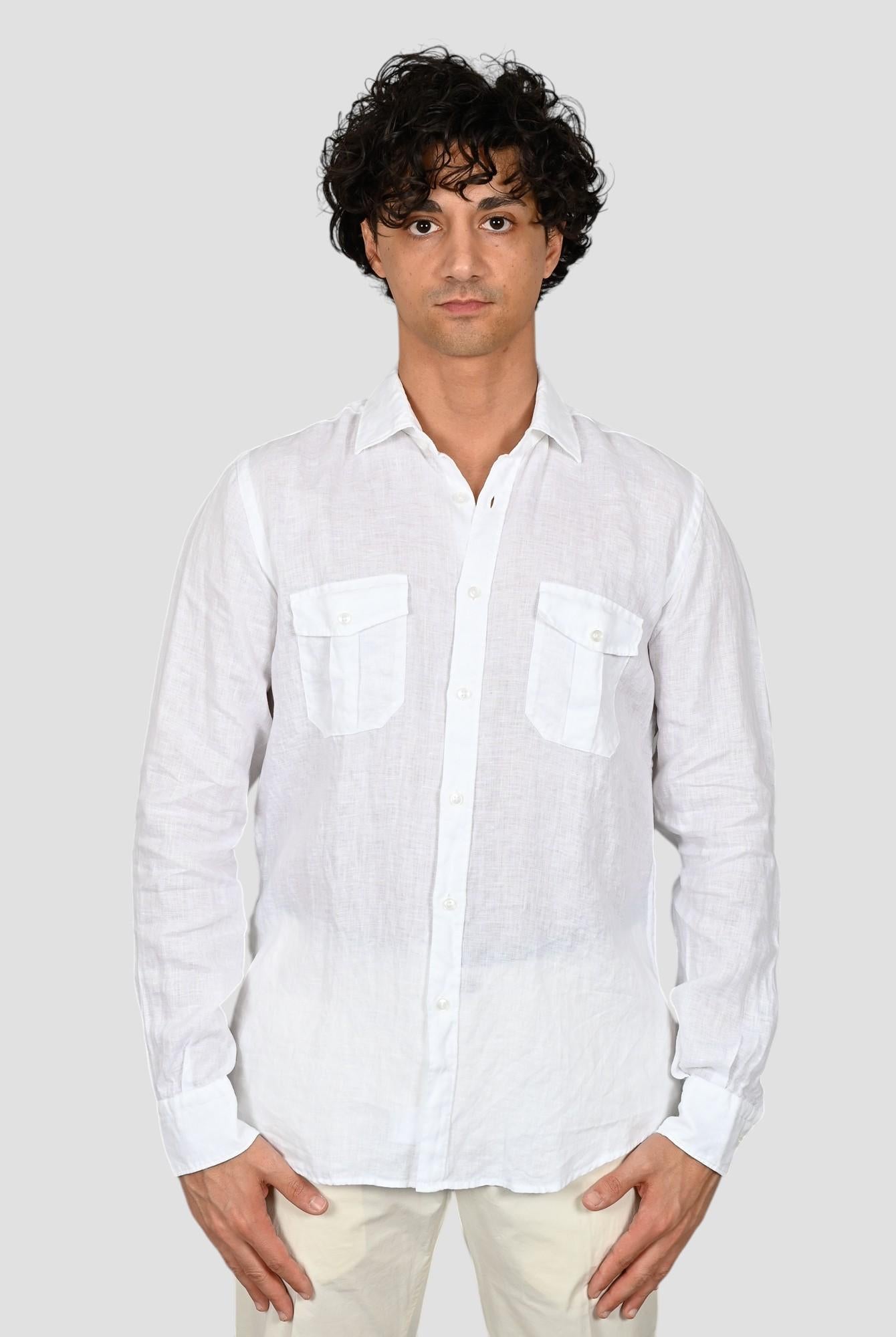 Camicia bianca 16W4 8837 puro lino 16W48837 001 MARCUS