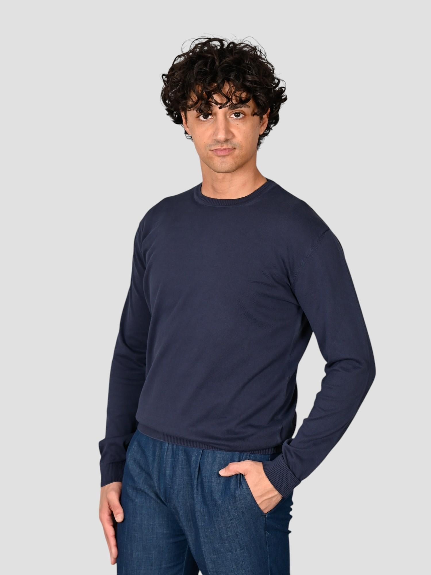 Maglia girocollo WO 0855 923 blu WO 0855 923 BLU WOOL & CO.
