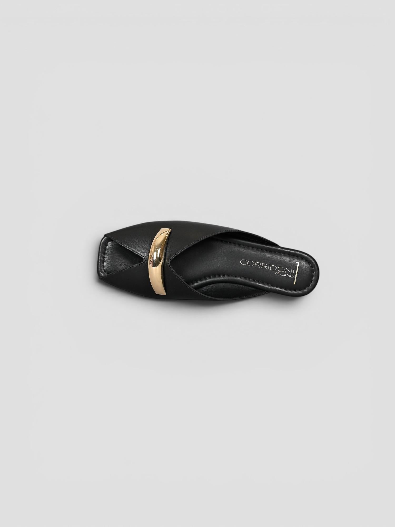 Mule pelle 8641 CHOCOLATE inserto metallico 8641 BLACK CORRIDONI MILANO