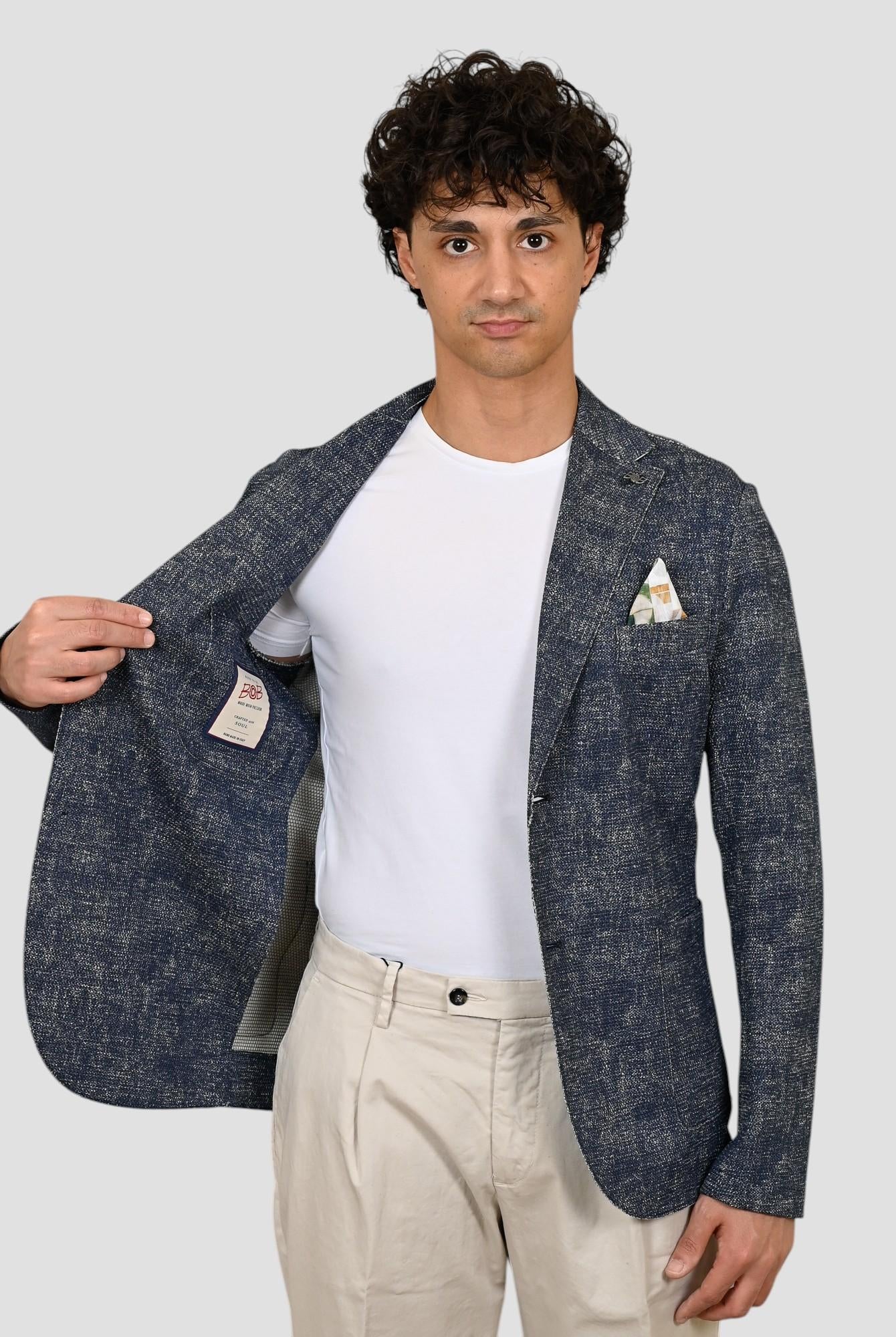 Giacca monopetto EASYX585 BLU lavorazione maglia EASYX585 BLU BOB