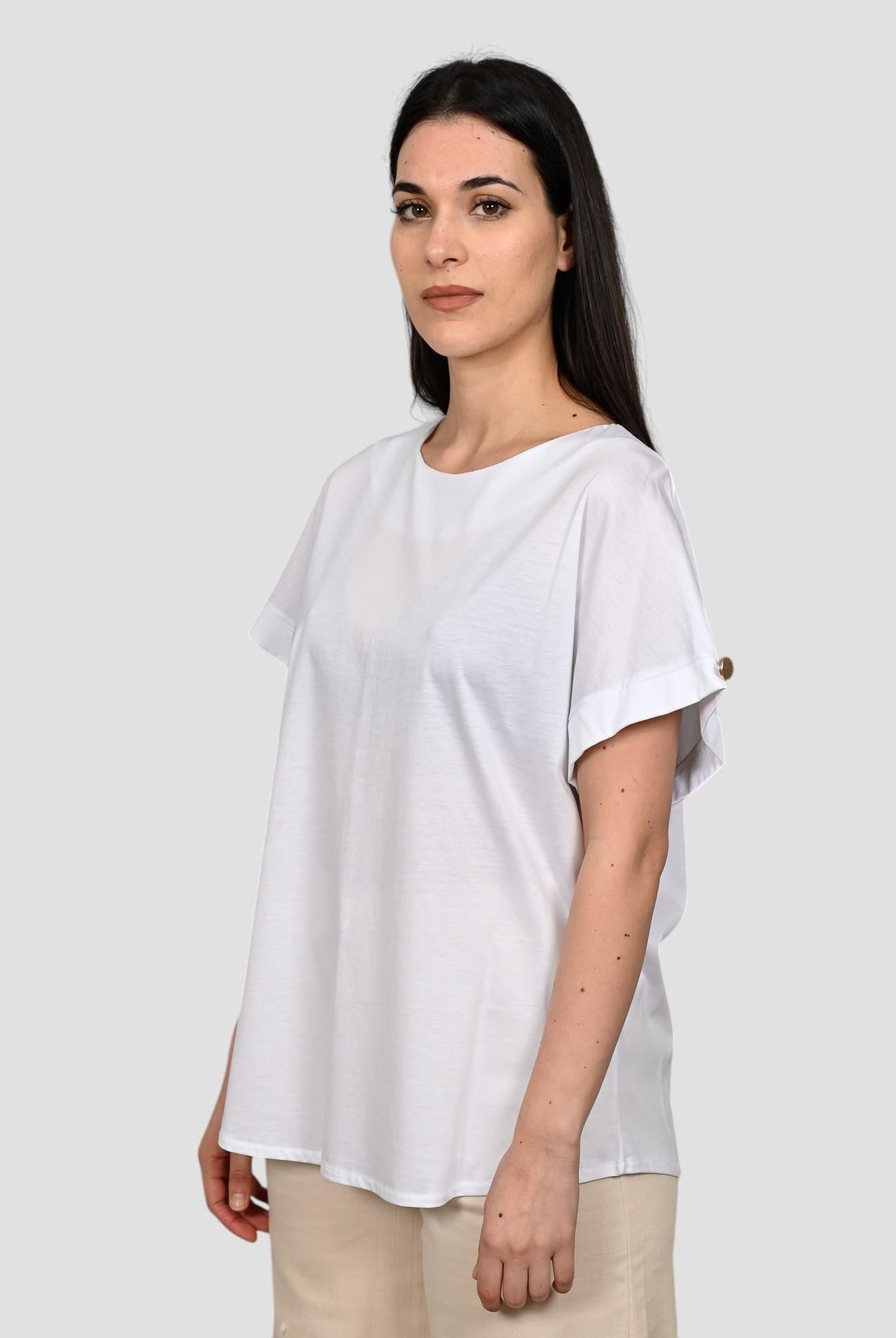 T-shirt risvolto WW31120 bianca WW31120 BIANCO WHITE WISE