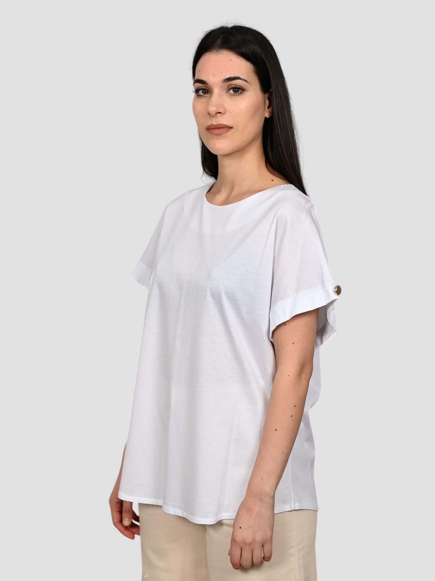 T-shirt risvolto WW31120 bianca WW31120 BIANCO WHITE WISE