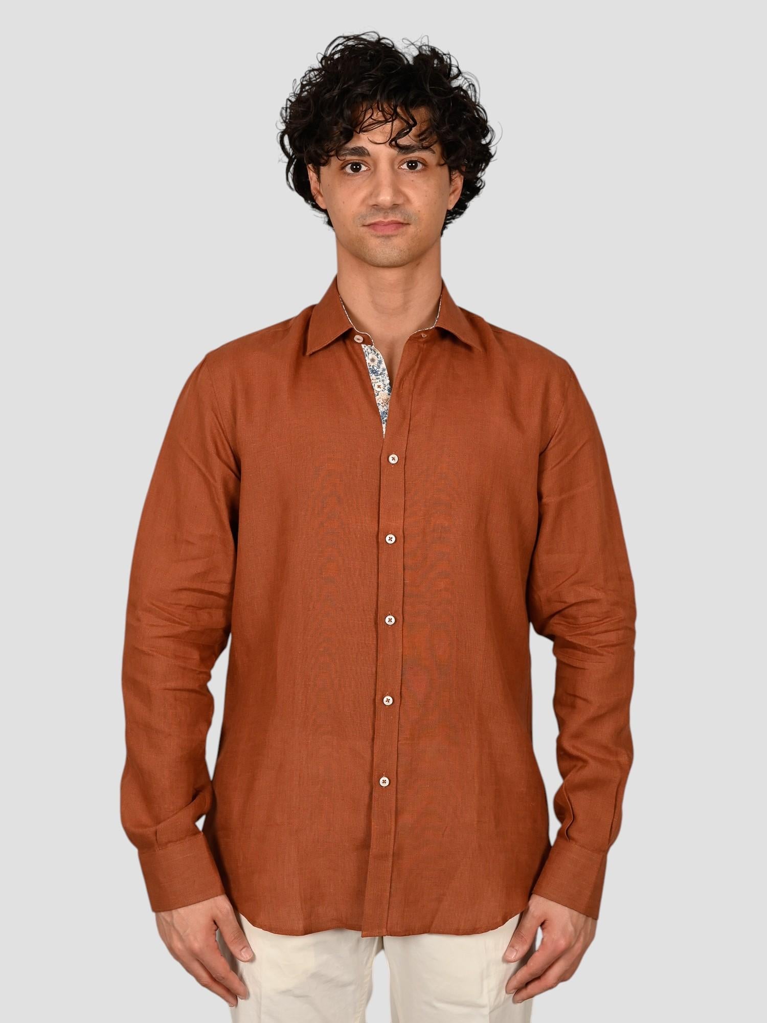 Camicia marrone TA64 4837 puro lino TA644837 MARRONE MARCUS